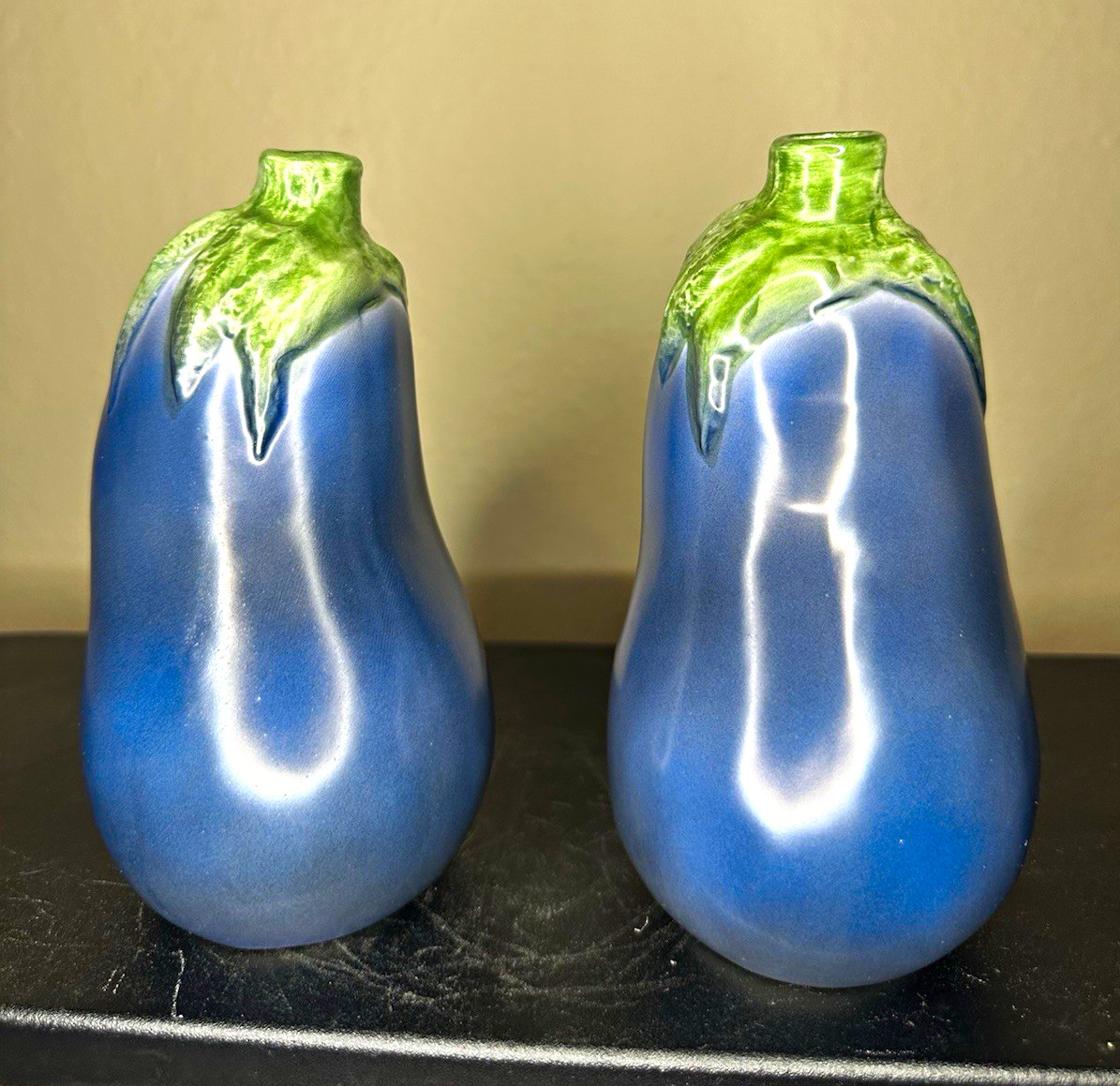 Vintage Fitz and Floyd Japan 1969 (FF 1969) Ceramic Eggplants set of two