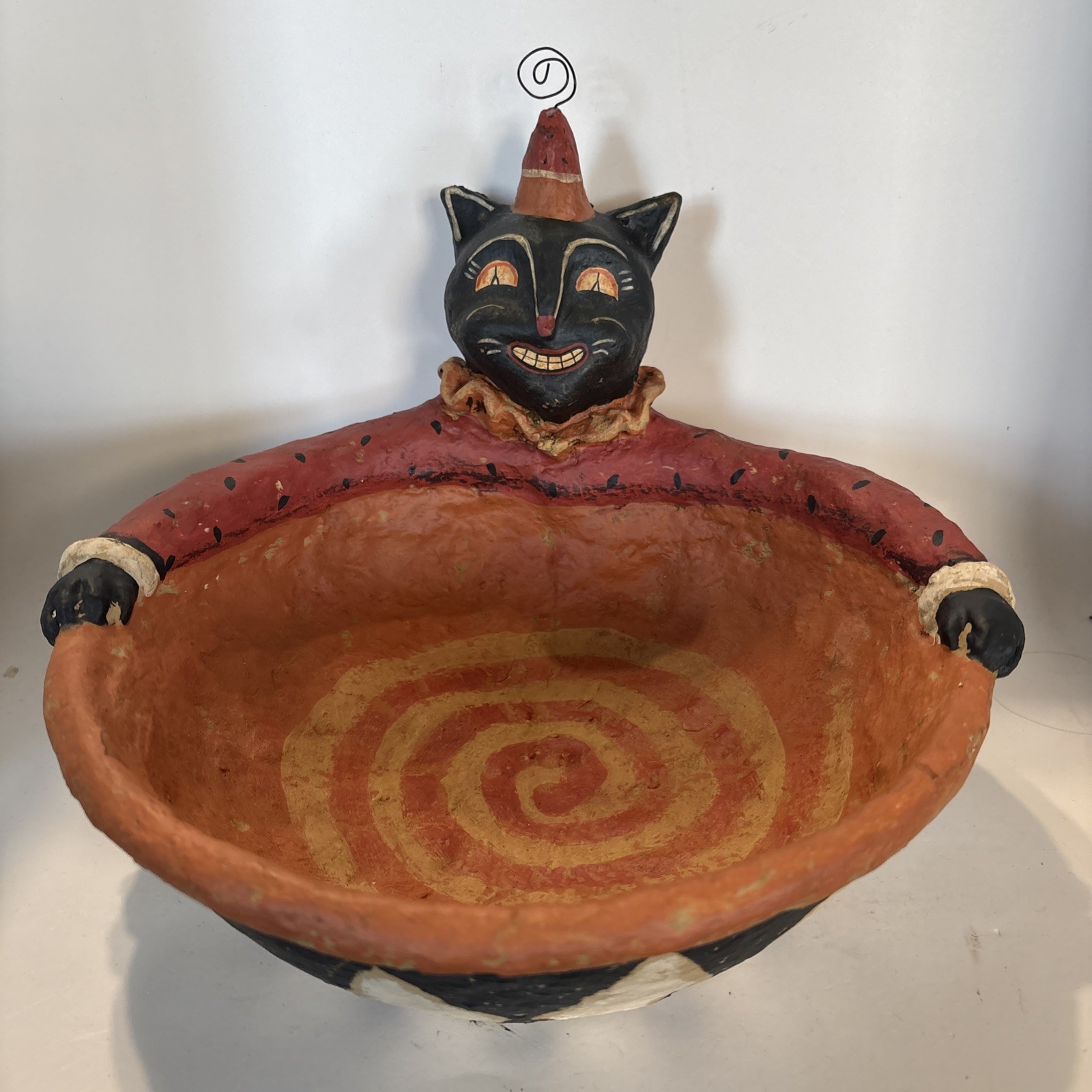 Johanna Parker Bethany Lowe Paper Maché Primitive Lg Halloween Cat Candy Bowl 