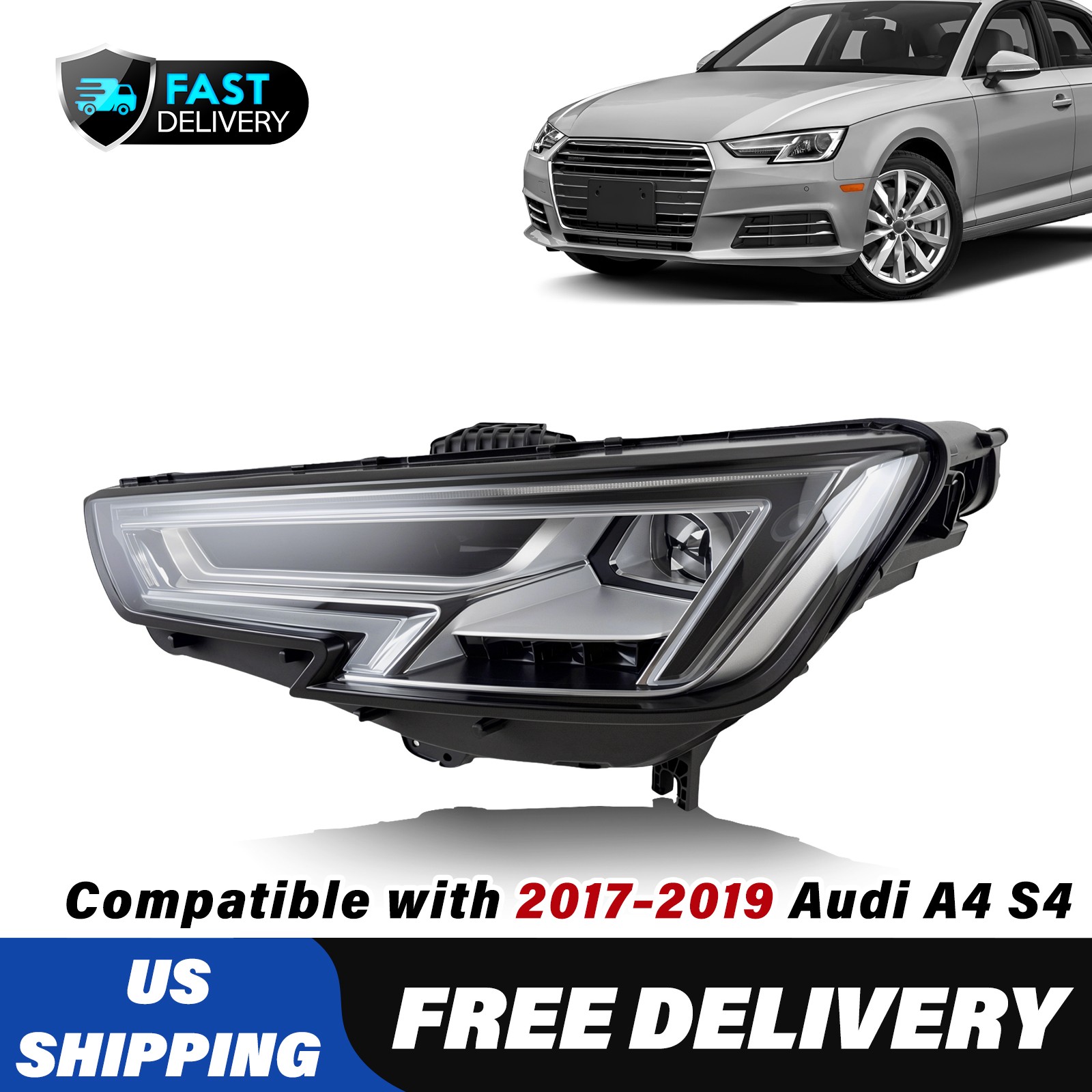 For 2017-2019 Audi A4 S4 B9 allroad Quattro Left Driver Side Full LED Headlight