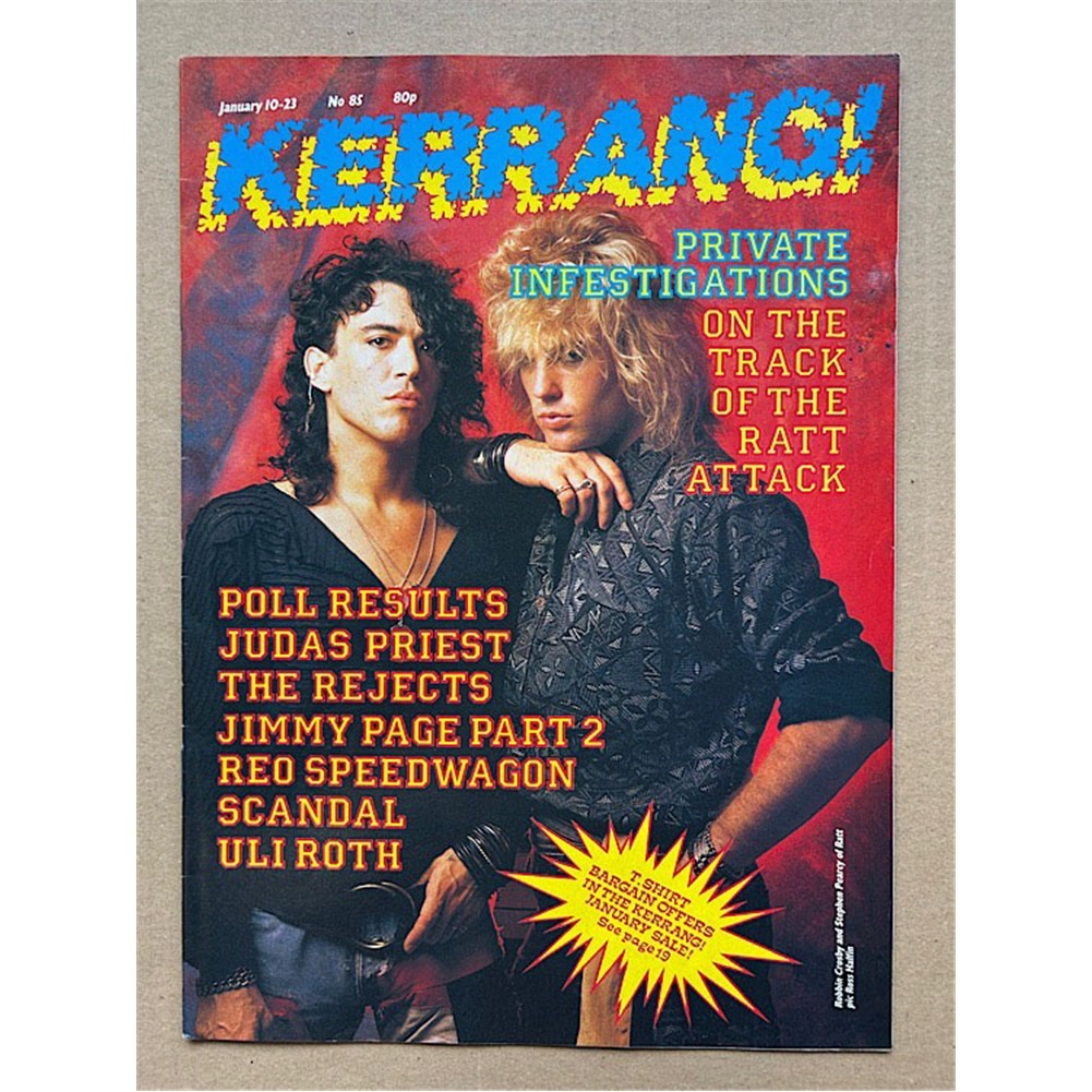 RATT KERRANG NO.85 MAGAZINE - JANUARY 1985 - RATT cover with more inside - UK