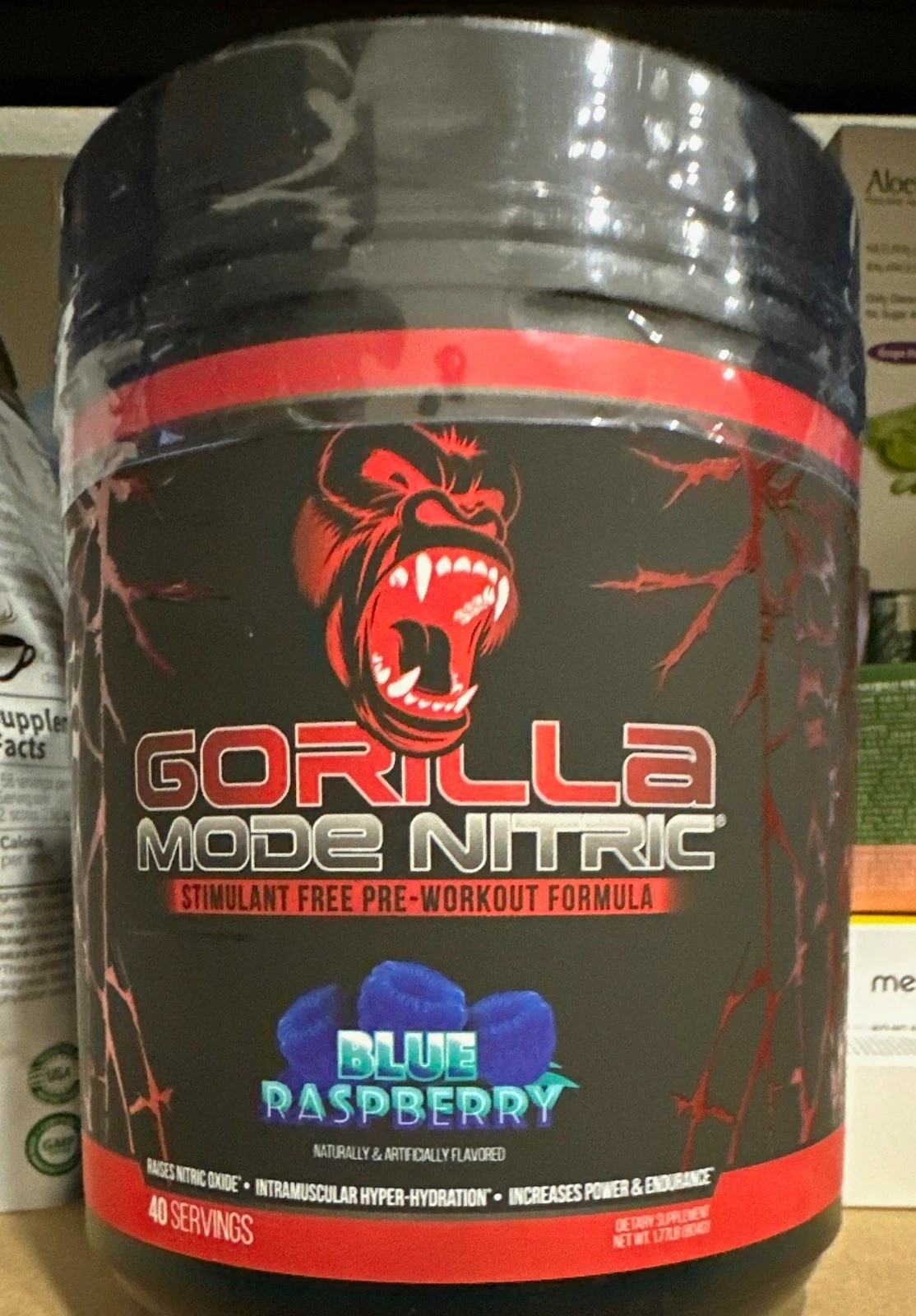 Gorilla Mind Gorilla Mode Nitric Stimulant-Free Pre-Workout Blue Raspberry 40sv