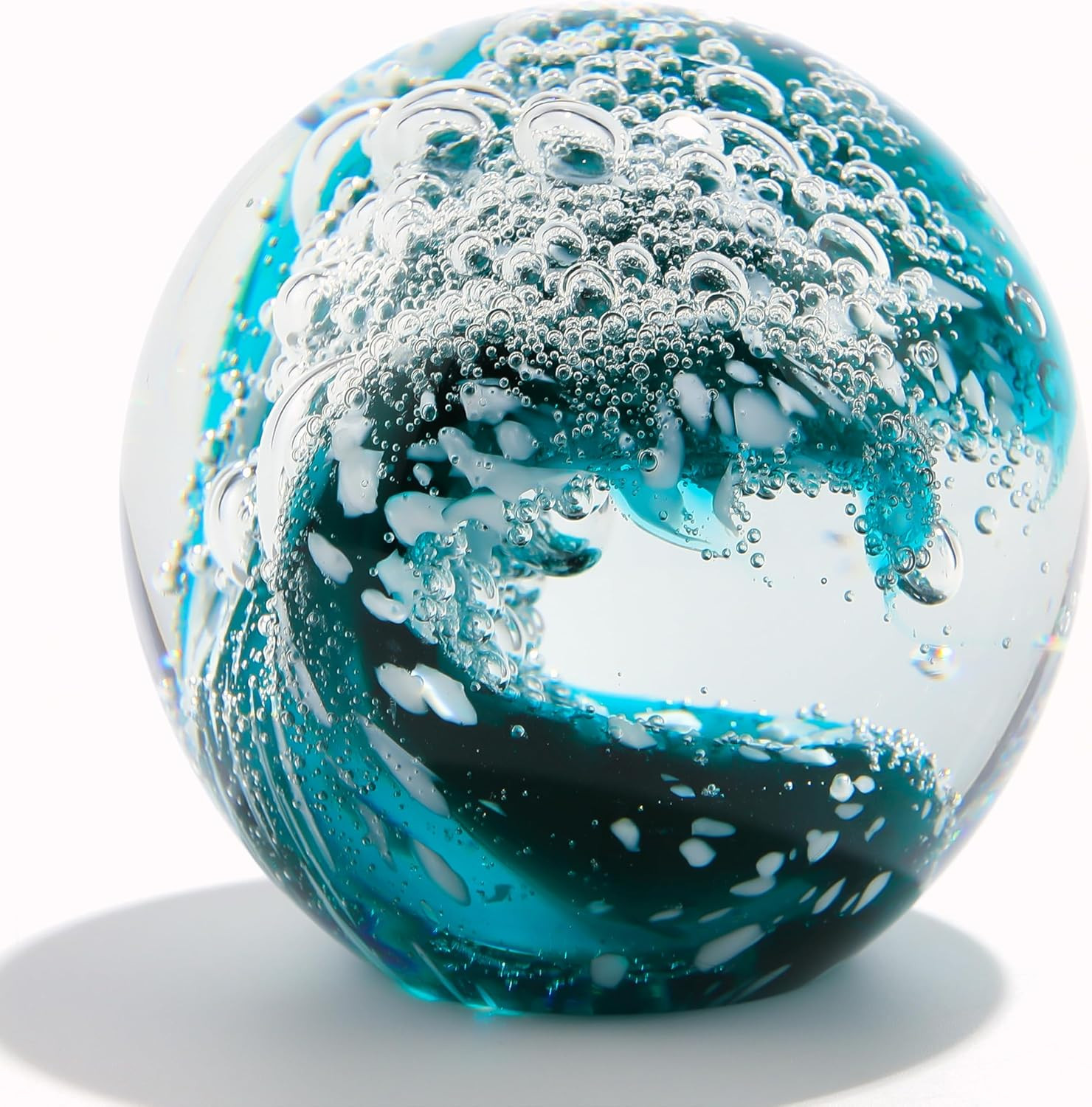 Ocean Lovers Crystal Ball Hand Blown Glass Sphere Paperweight Gift Decor
