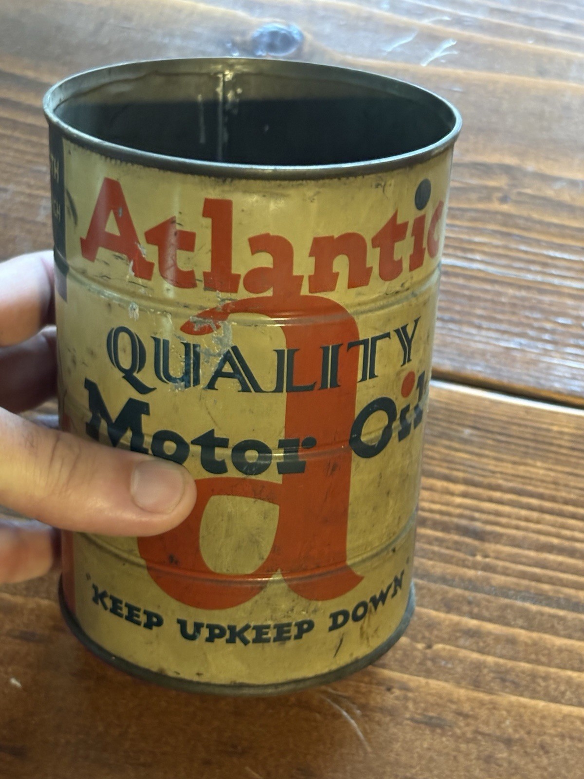 Atlantic Quality Motor Oil Can Vintage 