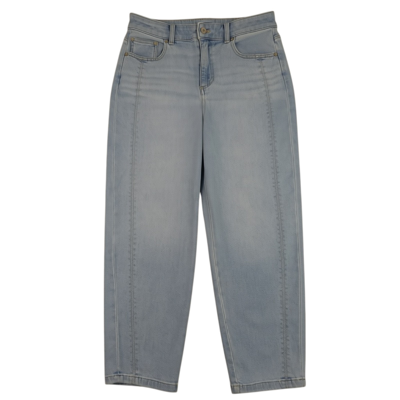 Talbots Jeans Womens 10P Blue Relaxed Barrel Jeans Light Wash Soft Denim Casual