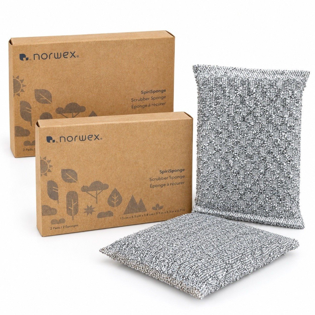 2x Norwex SpiriSponge Scrubber Sponge Set (2 Boxes- 4 Sponges Total) New In Box