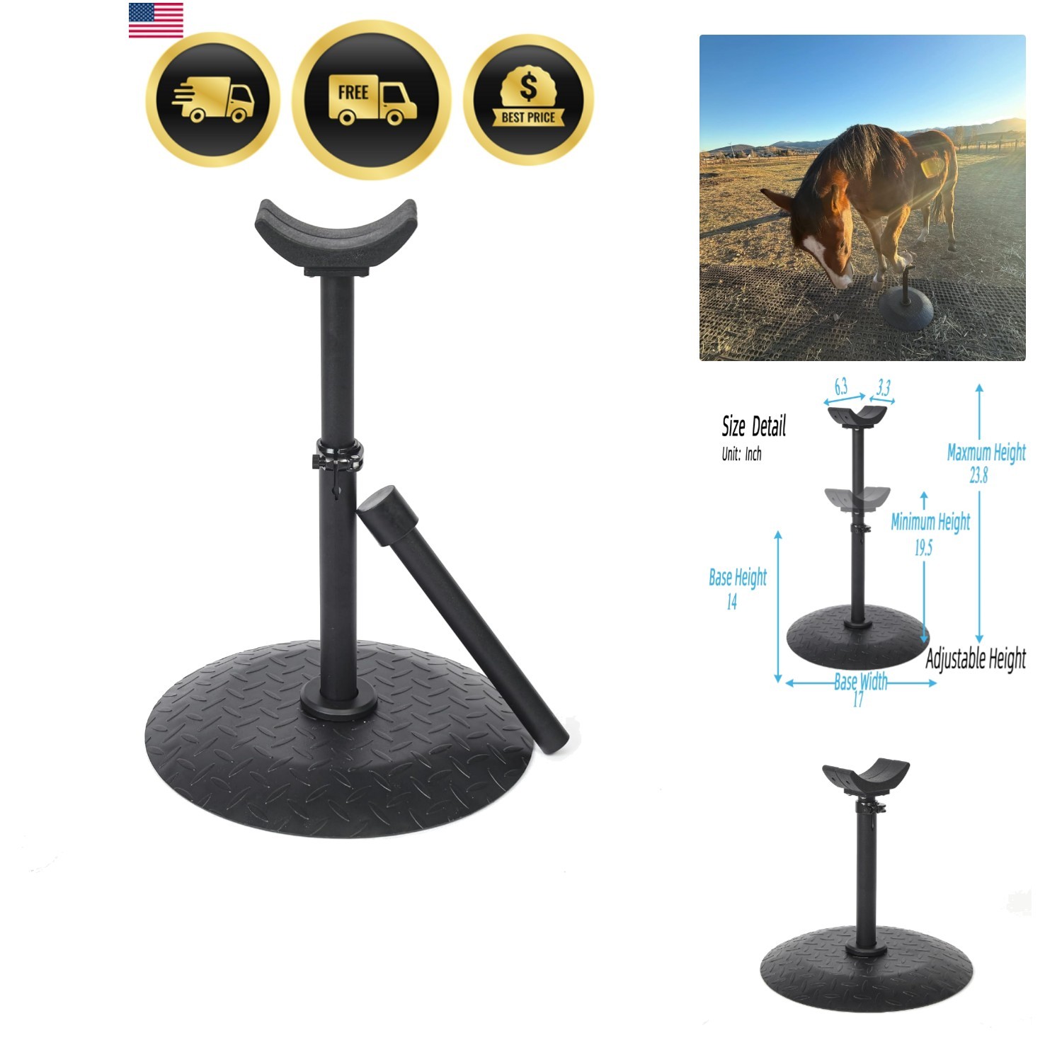 Horse Hoof Stand Height Adjustable Farrier Support for Horse Hoof Trimming