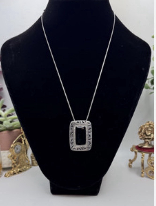 Brighton Rhythms Reversible Brushed Gold Silver Black Pendant Necklace Brighton Rhythms Reversible Brushed Gold Silver Black Pendant Necklace