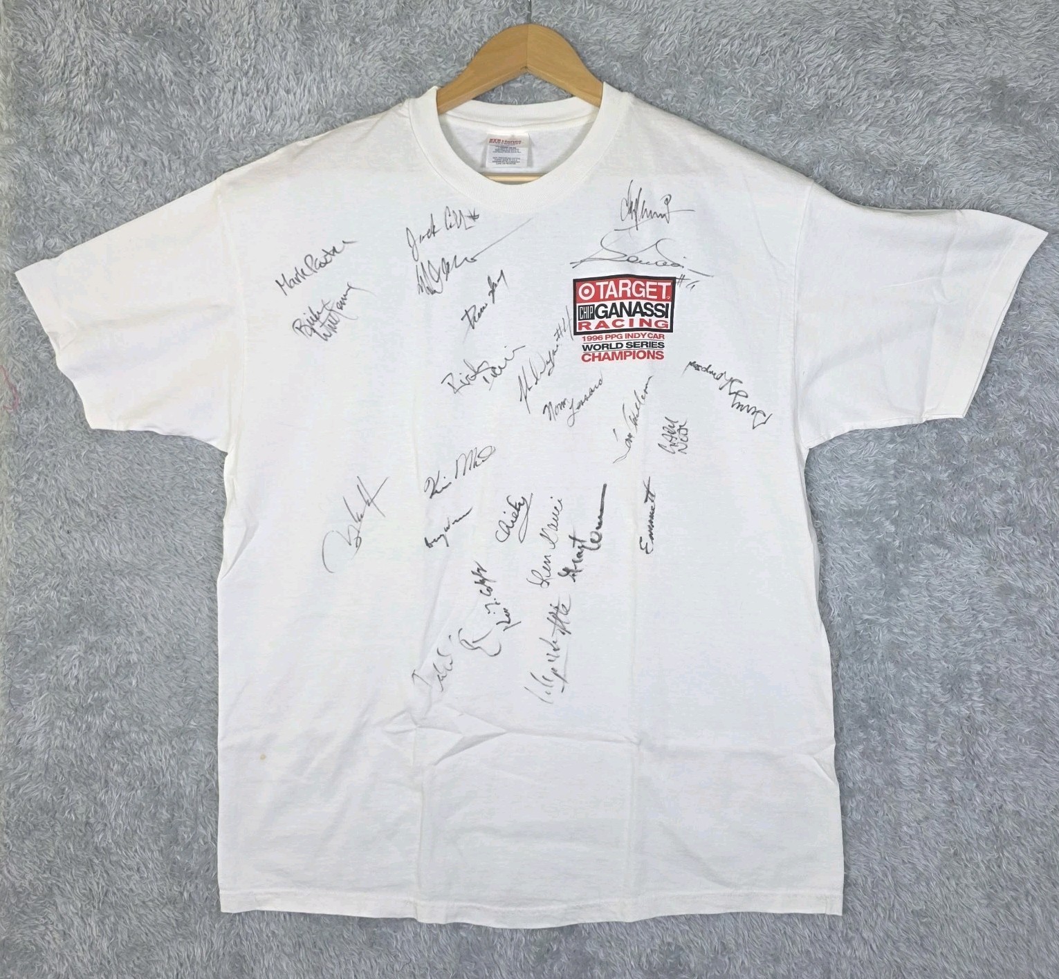 Vtg 1996 Target Chip Ganassi Racing T-Shirt XL  22+ Signatures Vasser Zanardi