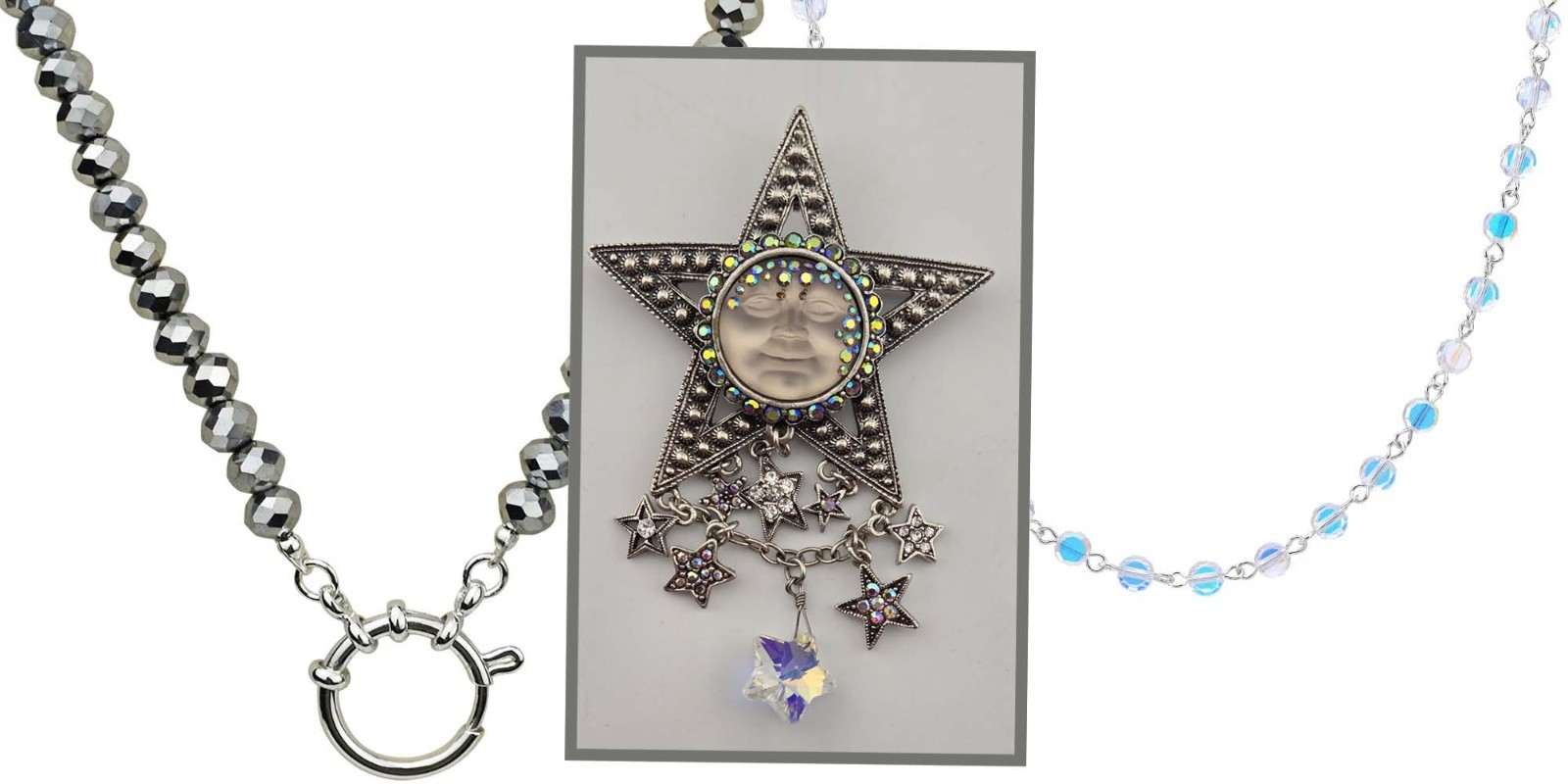 Kirks Folly LEGACY Goddess Seaview Moon Starshine Pin Pendant &2 Necklaces #63