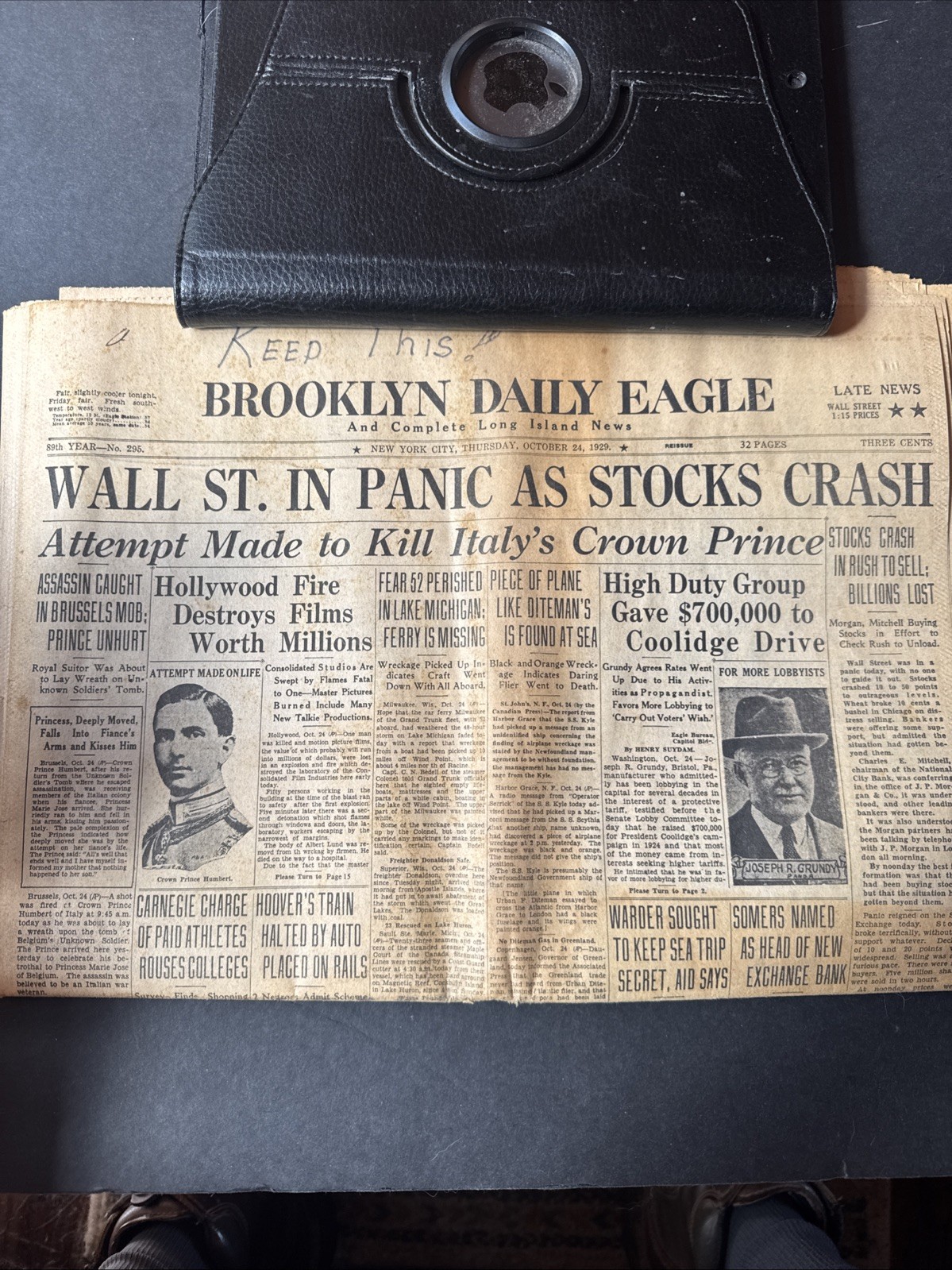 10/24/1929 Brooklyn Deli Wall Street In Panic At Stocks Crash Original Paper