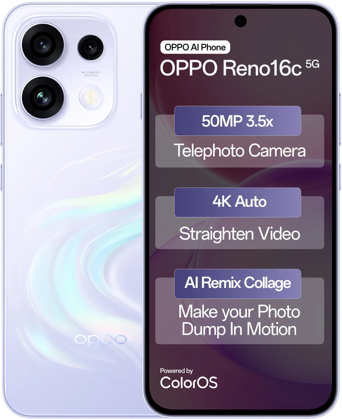 OPPO Reno16C 5G Stellar Purple 8GB RAM 256GB 7000mAh 80W SUPERVOOC