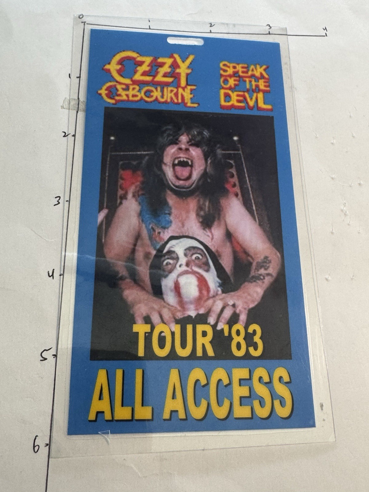 Ozzy Osbourne Commemorative Speak Of The Devil  1982–83 All Access Pass