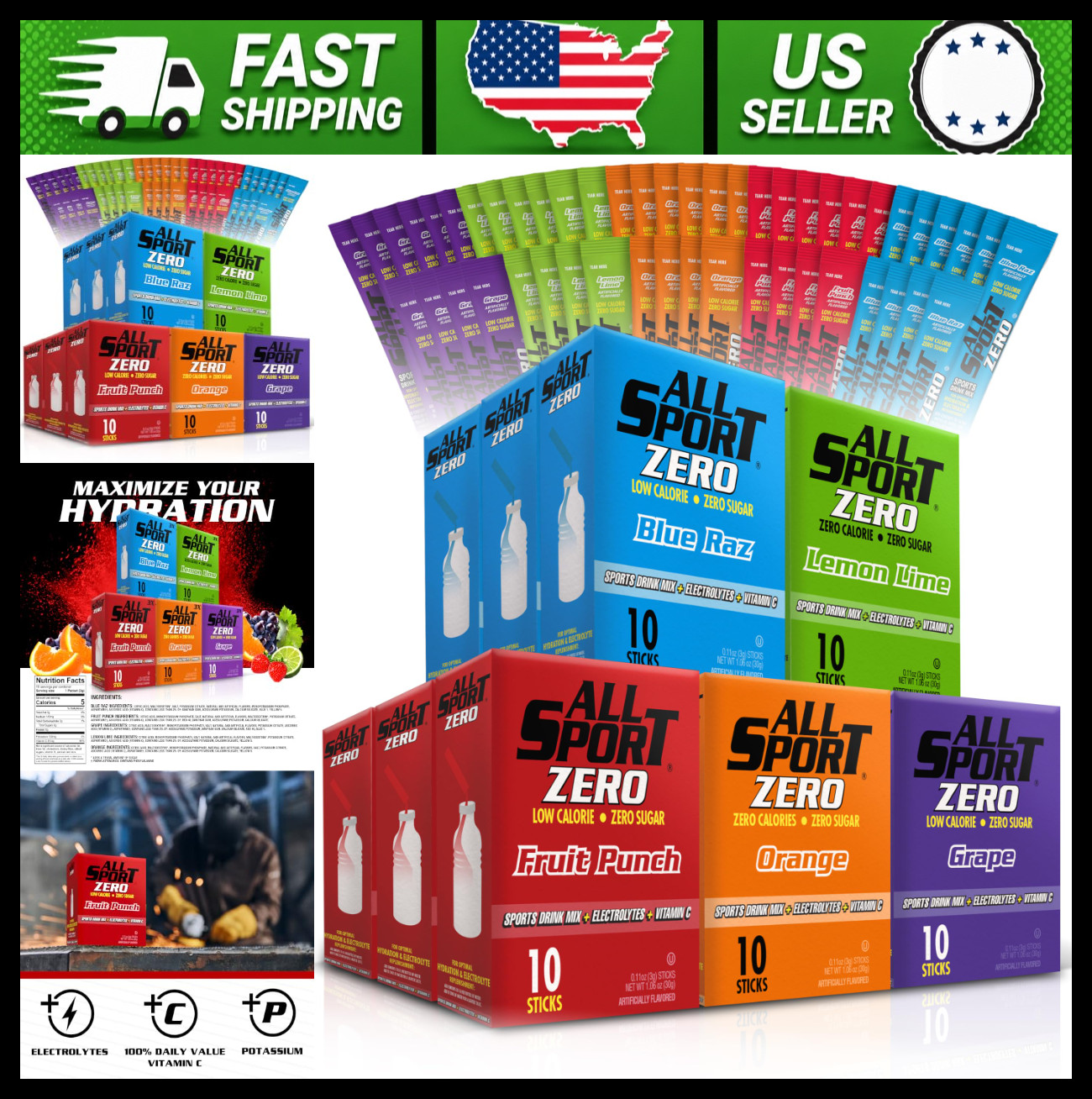 All Sport Zero Sugar-Free Electrolyte Powder Sticks Variety Pack, 150 Count All Sport Zero Sugar-Free Electrolyte Powder Sticks Variety Pack, 150 Count