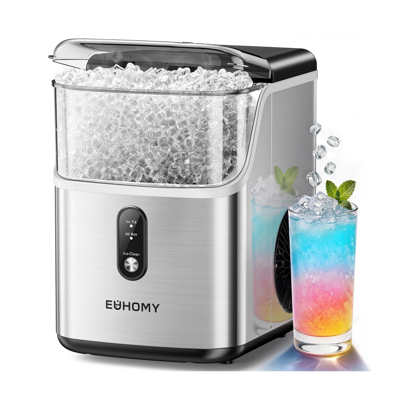 EUHOMY Nugget Ice Maker Countertop, Ready in 7 Mins, 35Lbs/24H Pebble Ice Mak...