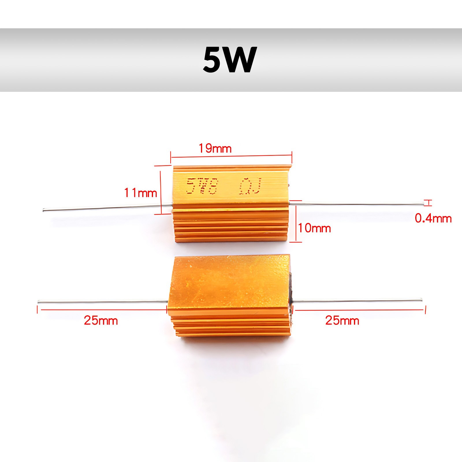 RX24 Golden Aluminium Load Resistor Wirewound 5W/10W/25W/50W Resistor 0.1-10KOhm