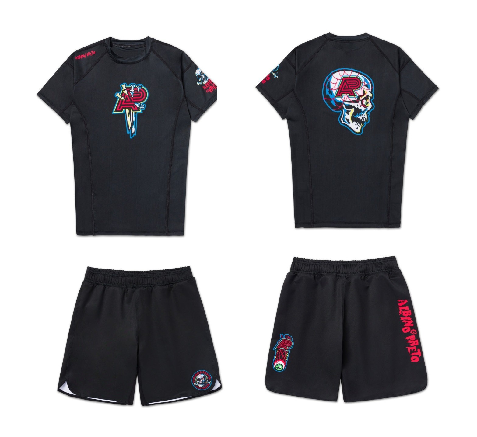 Til Death Albino and Preto Rash Guard SS & Short Bjj No Gi Jiu Jitsu Appareils
