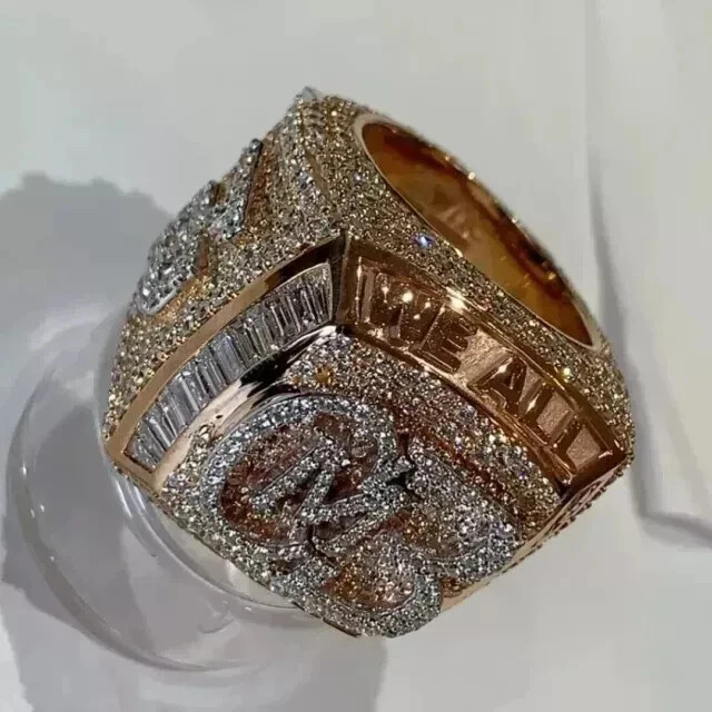 2.80Ct Round Real Moissanite Customize Letter Men\'s Ring 14K Rose Gold Plated