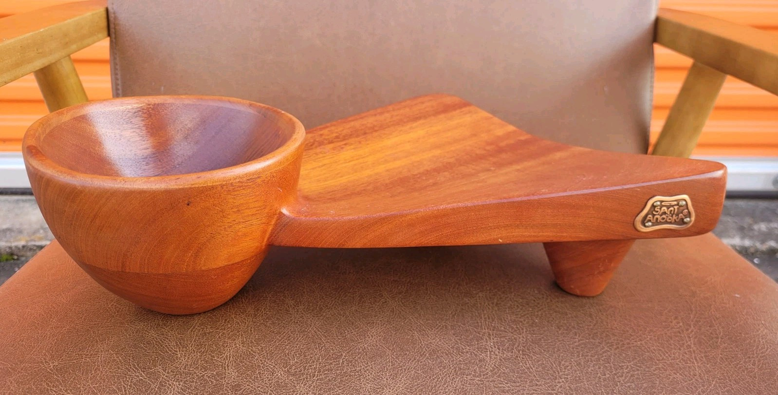 Vintage 1960s Sant Anooka Mahogany Statement Bowl Modern Art Mexico City