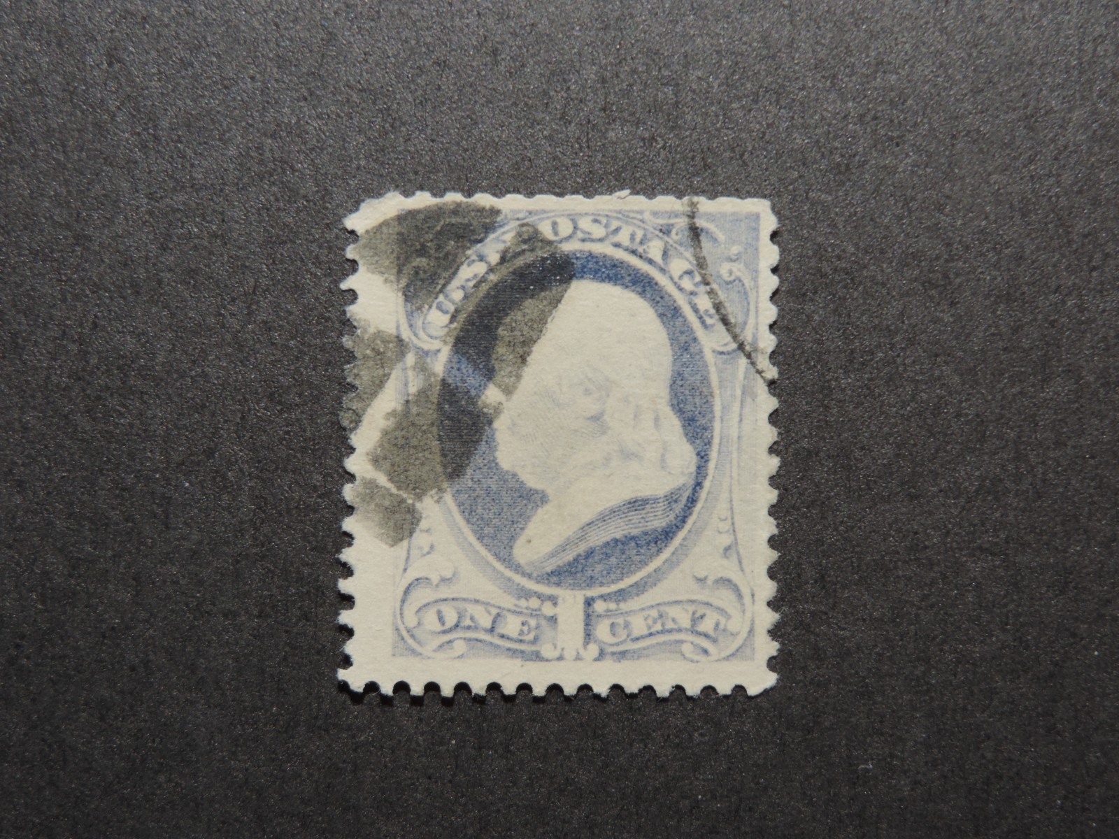 US Stamp Scott # 134 1870 1c Franklin , Ultramarine, H Grill , Perf 12 VF NH US Stamp Scott # 134 1870 1c Franklin , Ultramarine, H Grill , Perf 12 VF NH