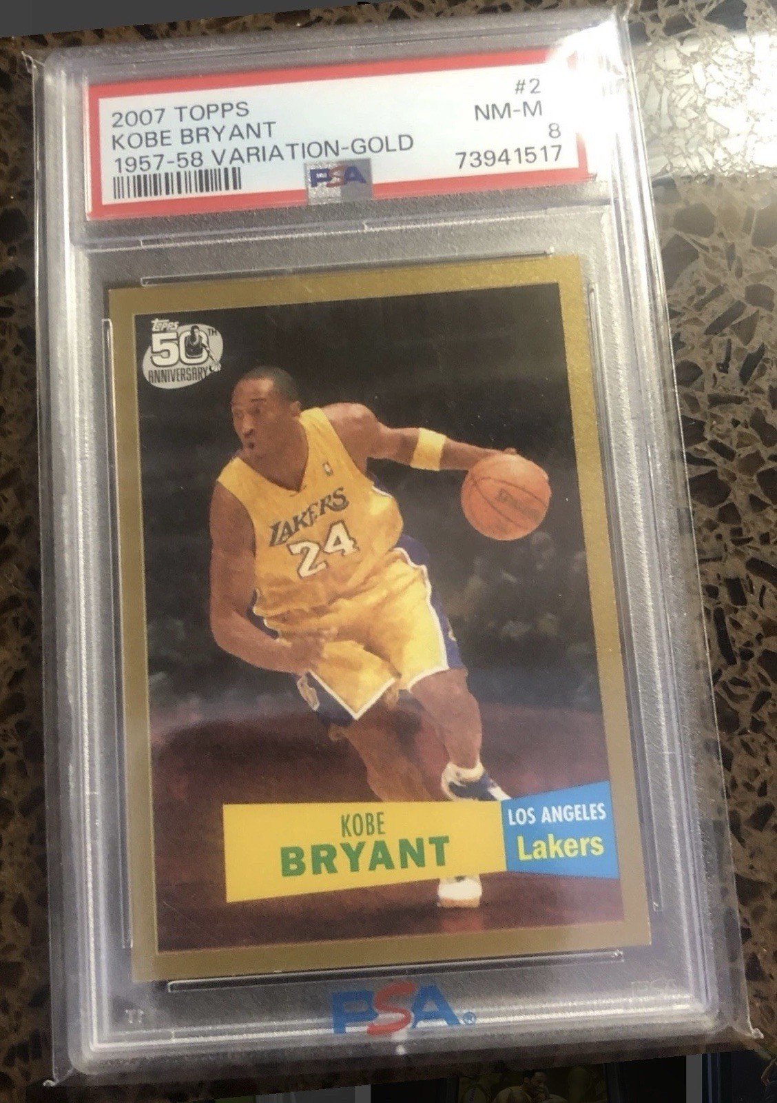 Topps 2007 Kobe Bryant 1957-58 Variations Gold #2 PSA 8 Los Angeles Lakers Topps 2007 Kobe Bryant 1957-58 Variations Gold #2 PSA 8 Los Angeles Lakers