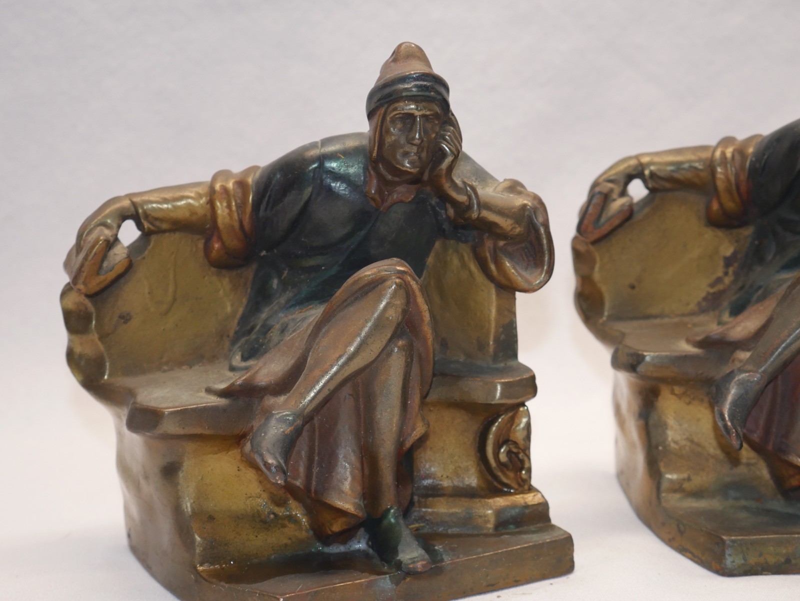Antique Circa early 1900s Dante Alighieri painted solid Bronze Art Deco Bookends Antique Circa early 1900s Dante Alighieri painted solid Bronze Art Deco Bookends