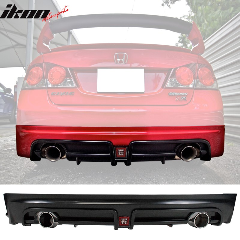 Fits 06-11 Honda Civic 4Dr Mugen RR Style Rear Bumper Diffuser W/3rd Brake Light