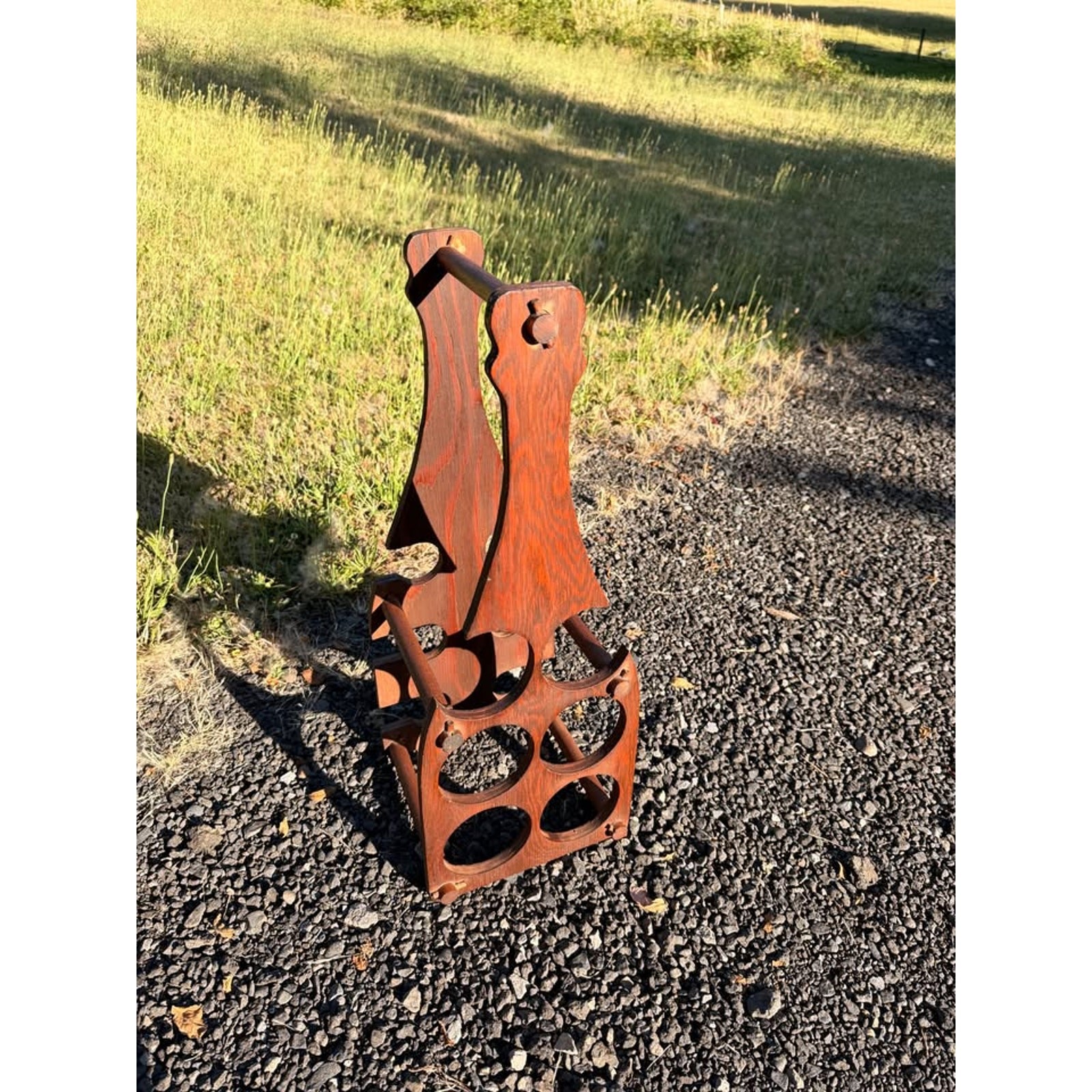 Vintage Mid-Century Modern Bottle-Shaped Wooden Wine Rack