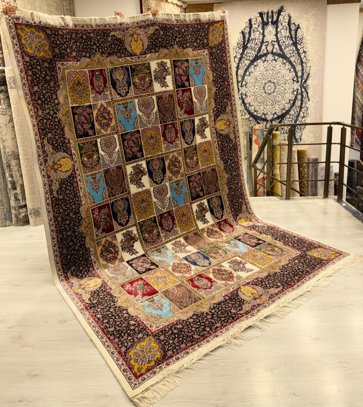Turkish Silk Area Rug 7x10 Patchwork Floral Oriental Carpet Luxury Home Decor
