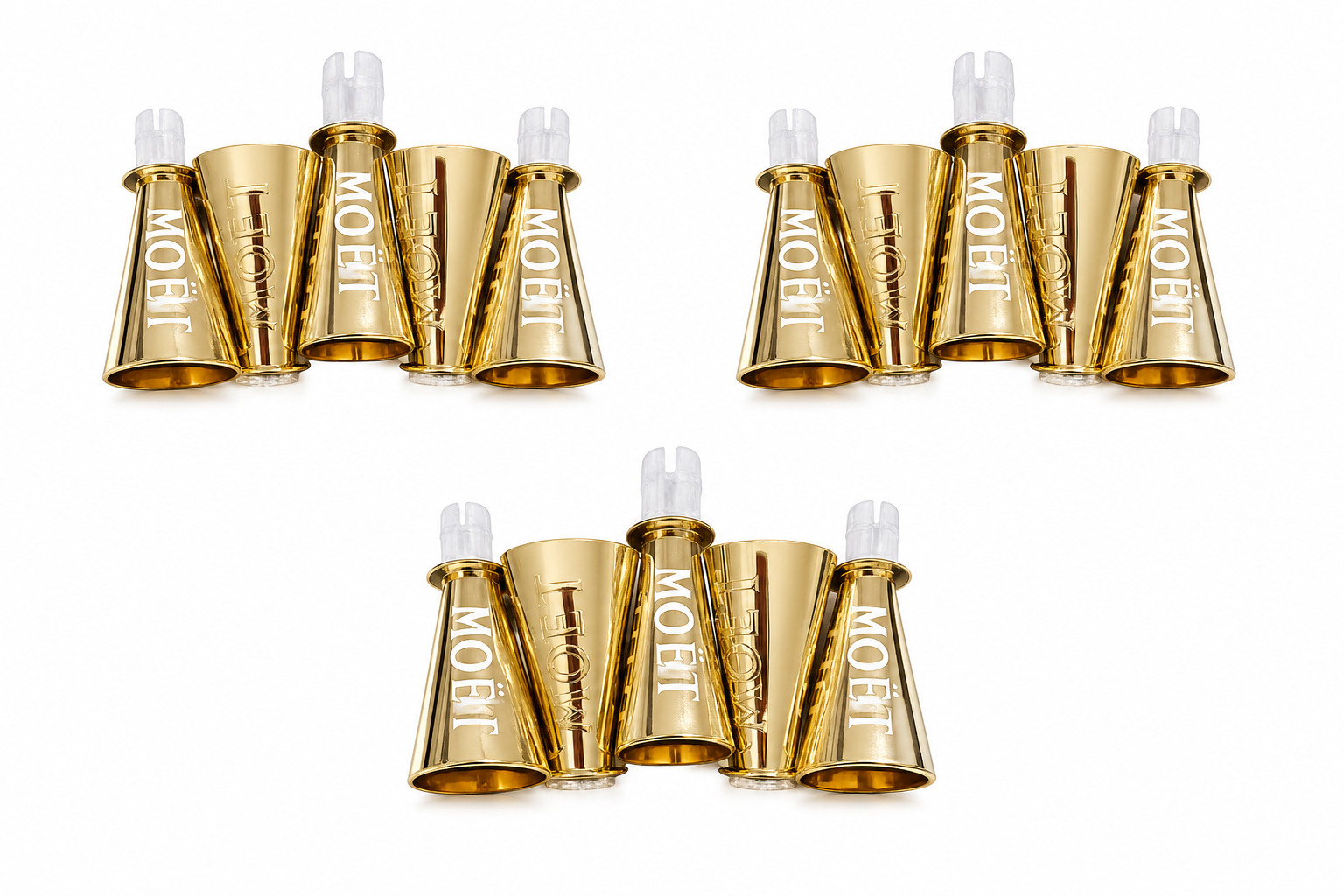 MOET CHANDON CHAMPAGNE GOLD SIPPERS FOR MINI SPLIT 187ml BOTTLES x 15 New