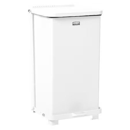 Rubbermaid Commercial Fgst12eplwh Defender 6-1/2 Gal Square Step-On Can, White, Rubbermaid Commercial Fgst12eplwh Defender 6-1/2 Gal Square Step-On Can, White,