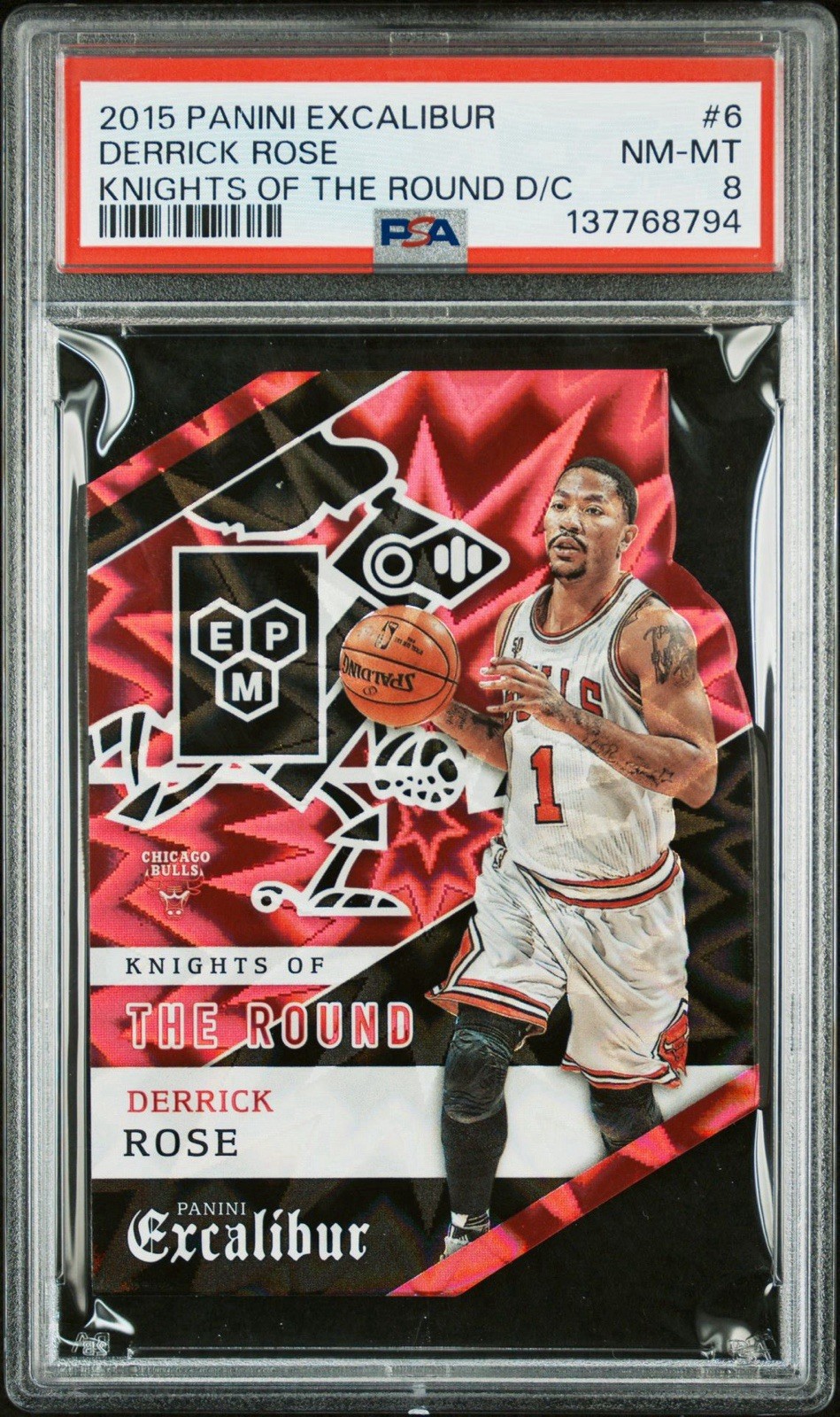 2015-16 Panini Excalibur Knights of the Round Derrick Rose #6 PSA 8 - Pop 2