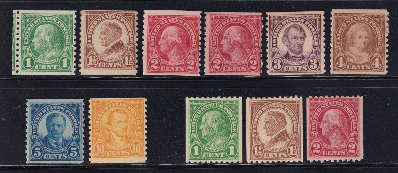 MATT'S STAMPS US SCOTT #597-606 NOTABLE AMERICANS COIL SET 1923-29 MNH/MH CV$126