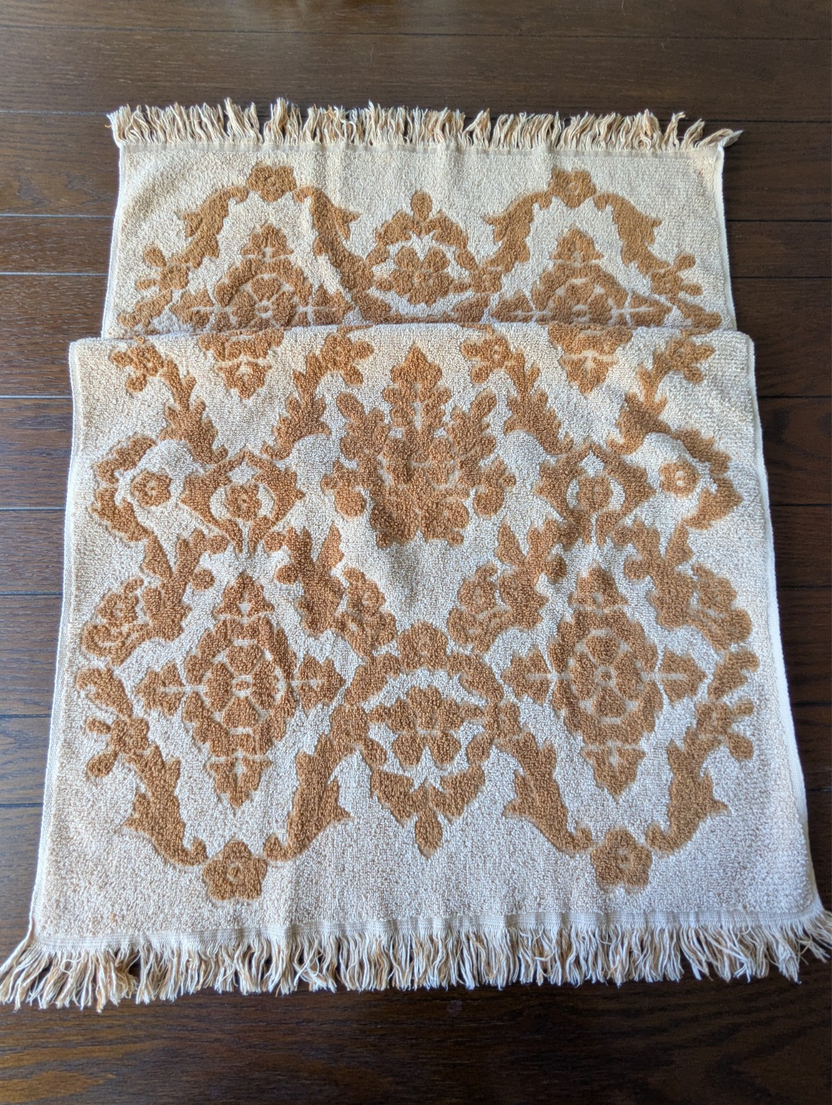 Vintage Mustard Yellow/Cream Bath Towel MCM 1960-70s