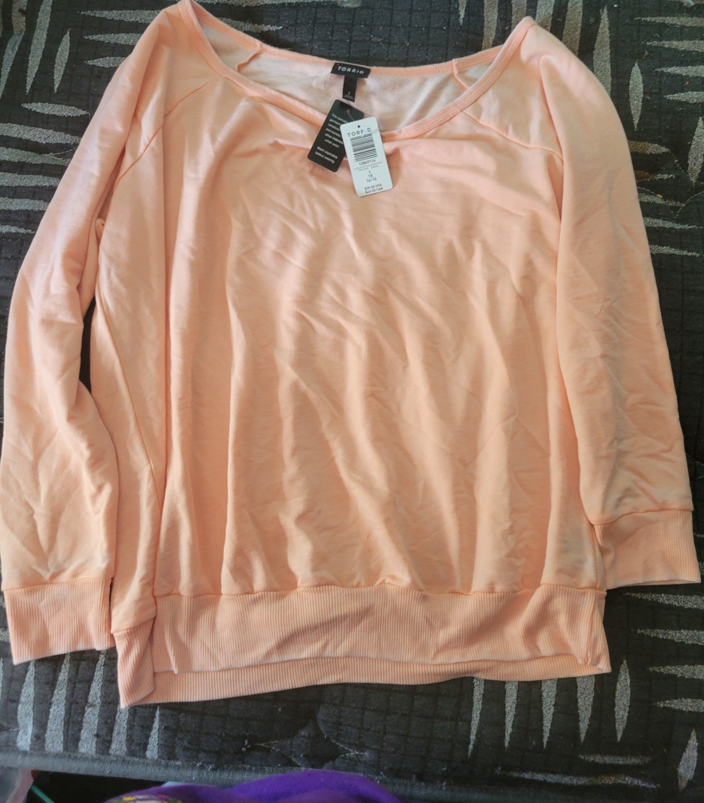 Torrid Peach Womens Wide Neck Pullover Long Sleeve New With Tags Torrid Peach Womens Wide Neck Pullover Long Sleeve New With Tags