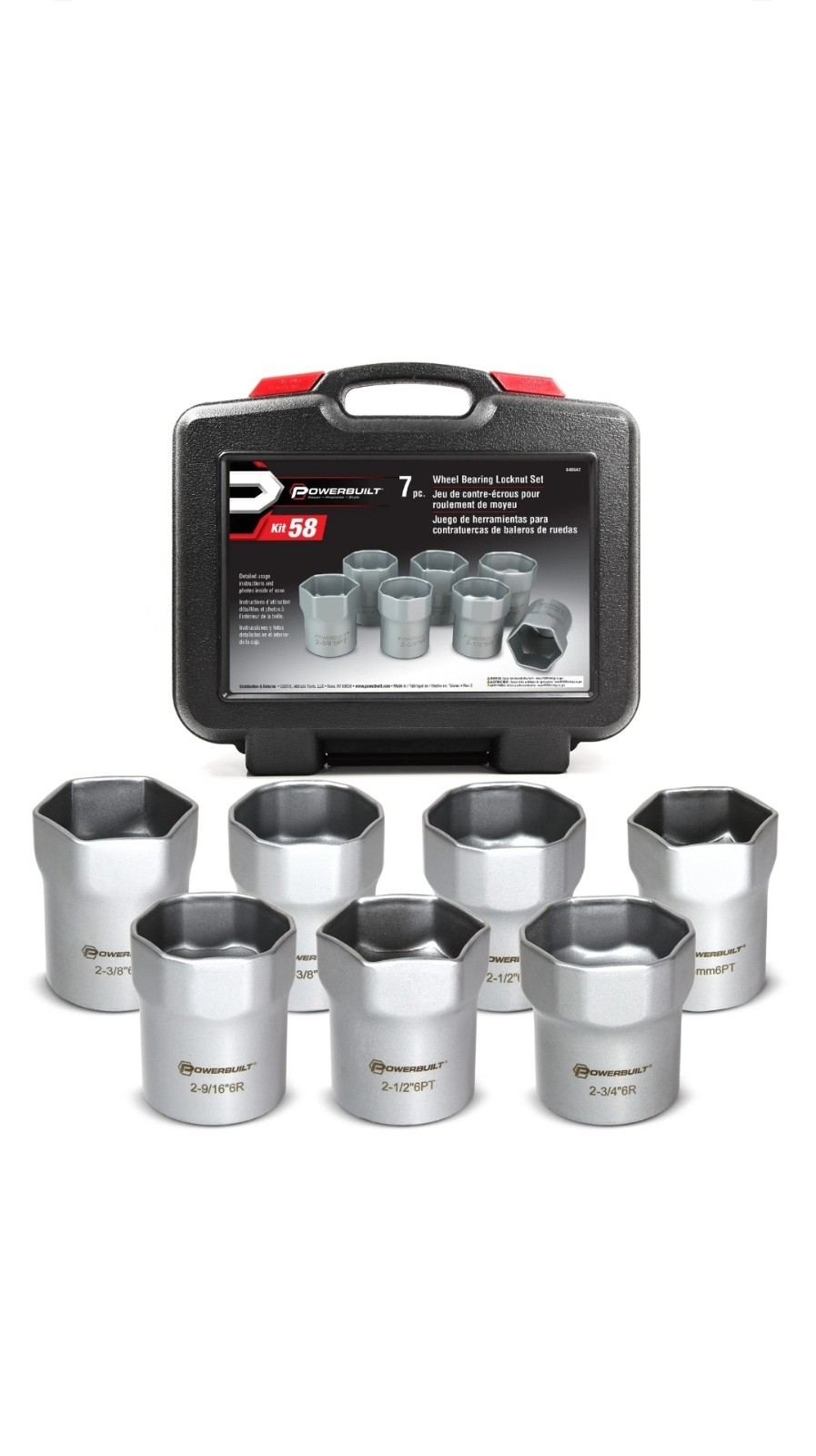Powerbuilt 7 Piece Wheel Bearing Locknut Set - 648642 Powerbuilt 7 Piece Wheel Bearing Locknut Set - 648642