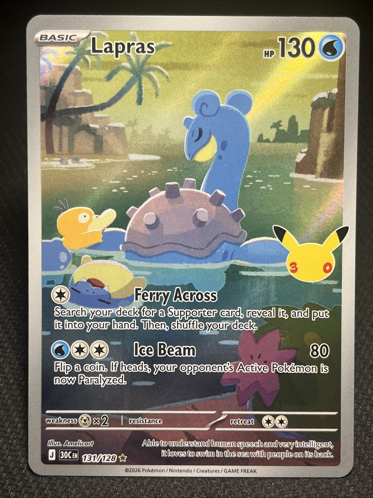 Lapras 131/128 Me: 30th Celebration Holo Illustration Rare Pokemon TCG IR