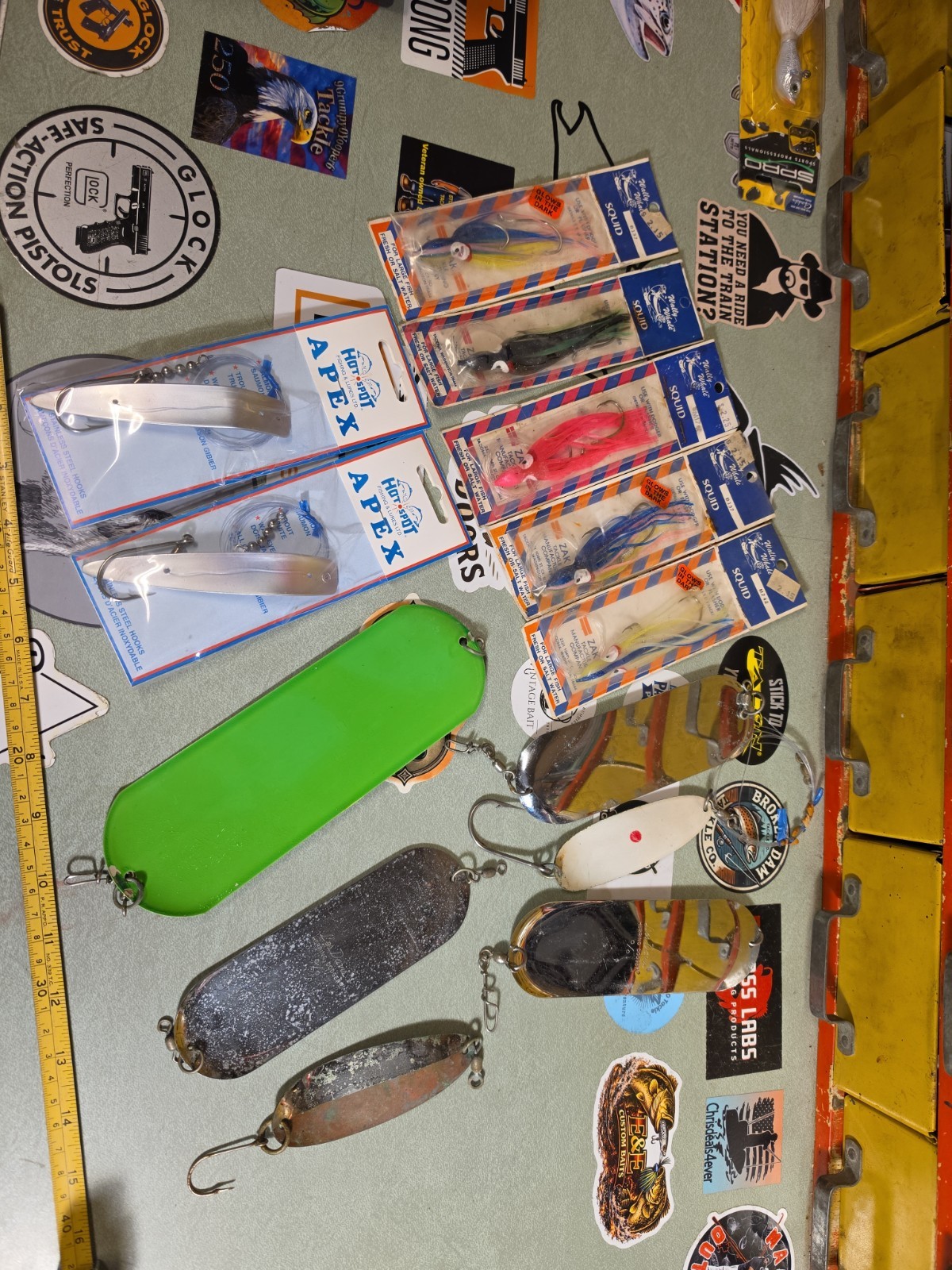 Vintage Salmon Trolling Lot. 13 Trolling Lures. Les Davis, Apex,wally Whale Squi Vintage Salmon Trolling Lot. 13 Trolling Lures. Les Davis, Apex,wally Whale Squi