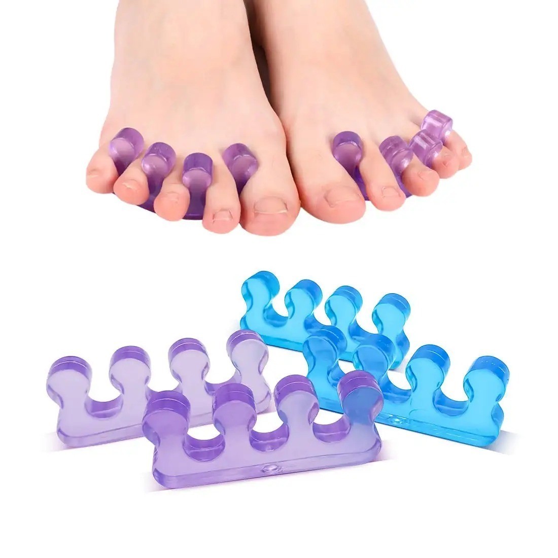 2pcs (1pair)Soft Silicone Finger Toe Separator Soft-Silicon 5 Colors Flexible F