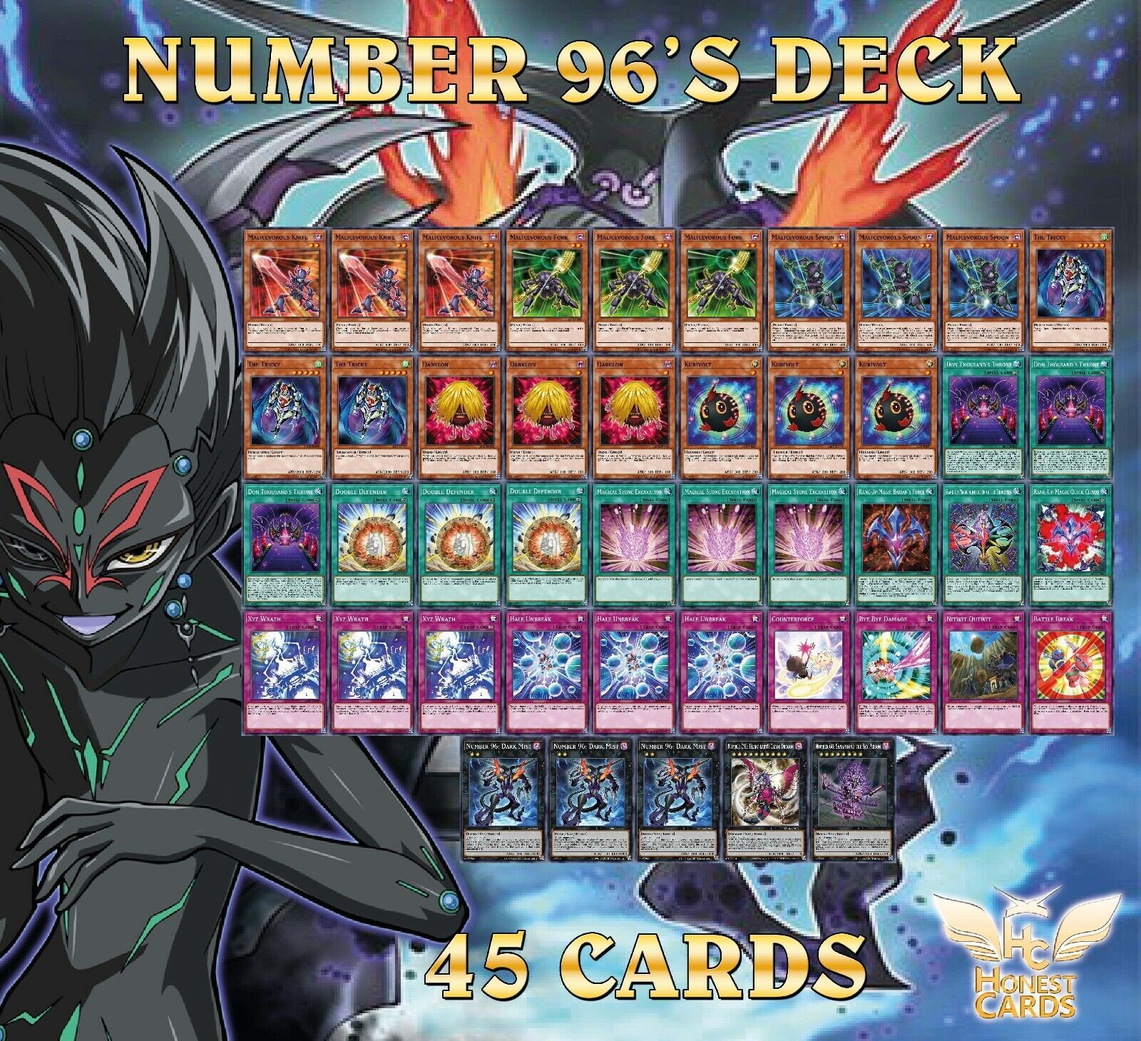 Yugioh ZeXal Complete Number 96 Deck Overfiend + Dark Storm +  **HOT** + Bonus