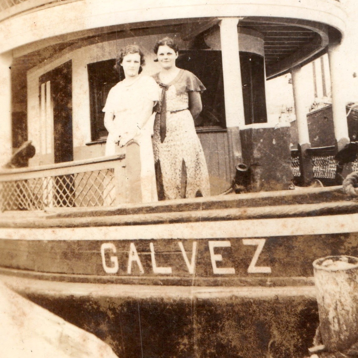 c1920s Galveston, TX Excursion Boat Galvez Snapshot Photo Deck Women Passengers