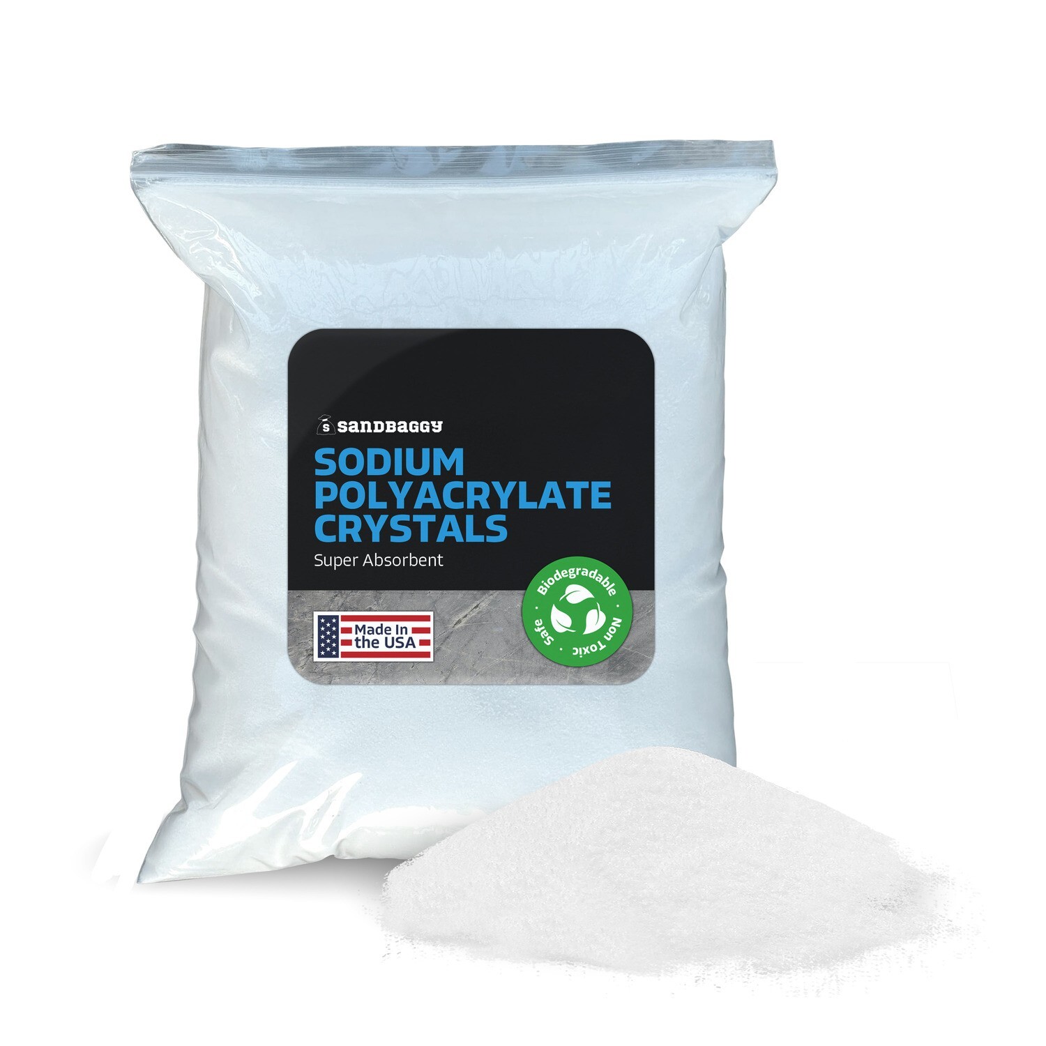 Sandbaggy Sodium Polyacrylate Crystals - Non Toxic - USA MADE [CAS 9003-04-7]