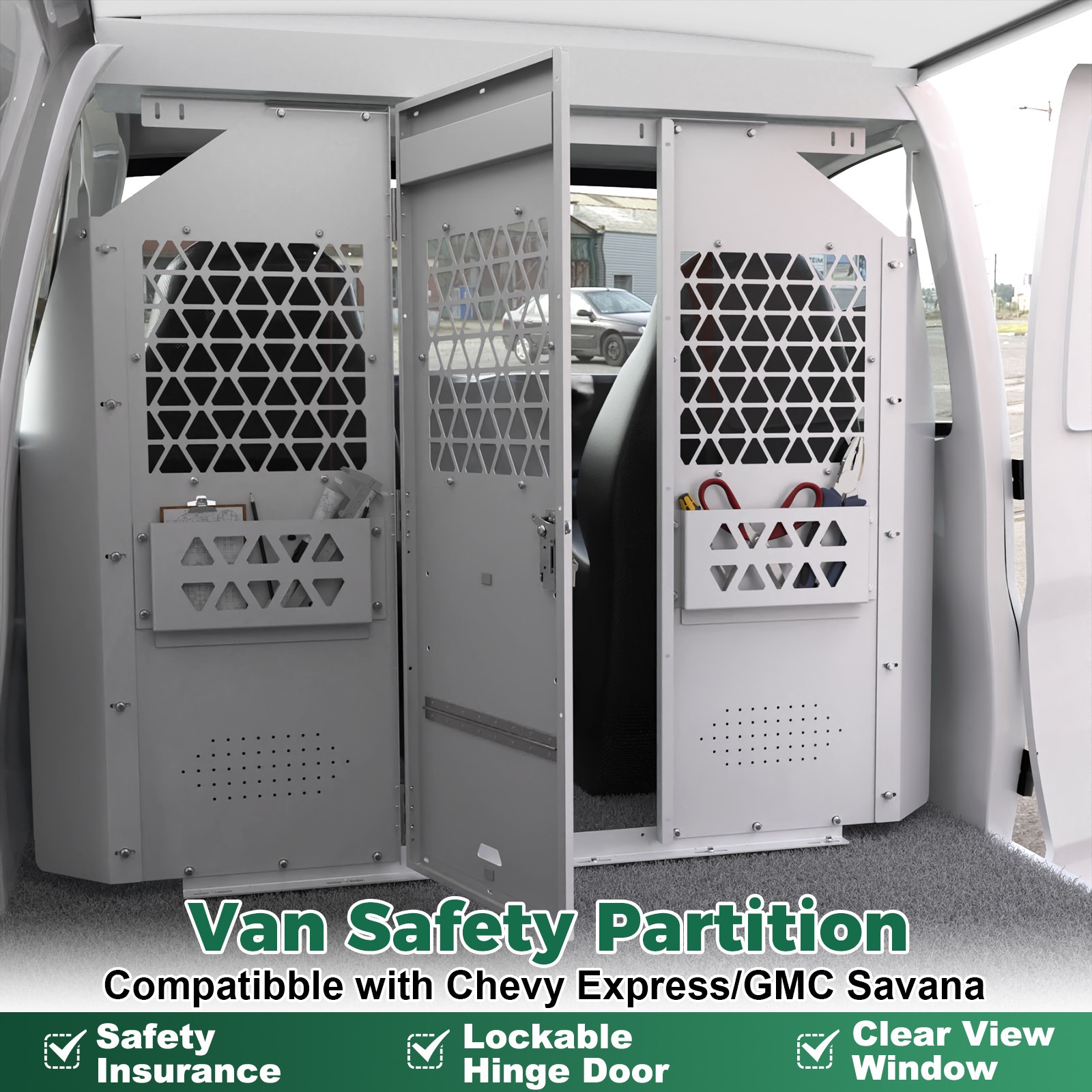 Van Safety Partition,Bulkhead for GMC Savana,Chevy Express 1996-2025 W/Lock
