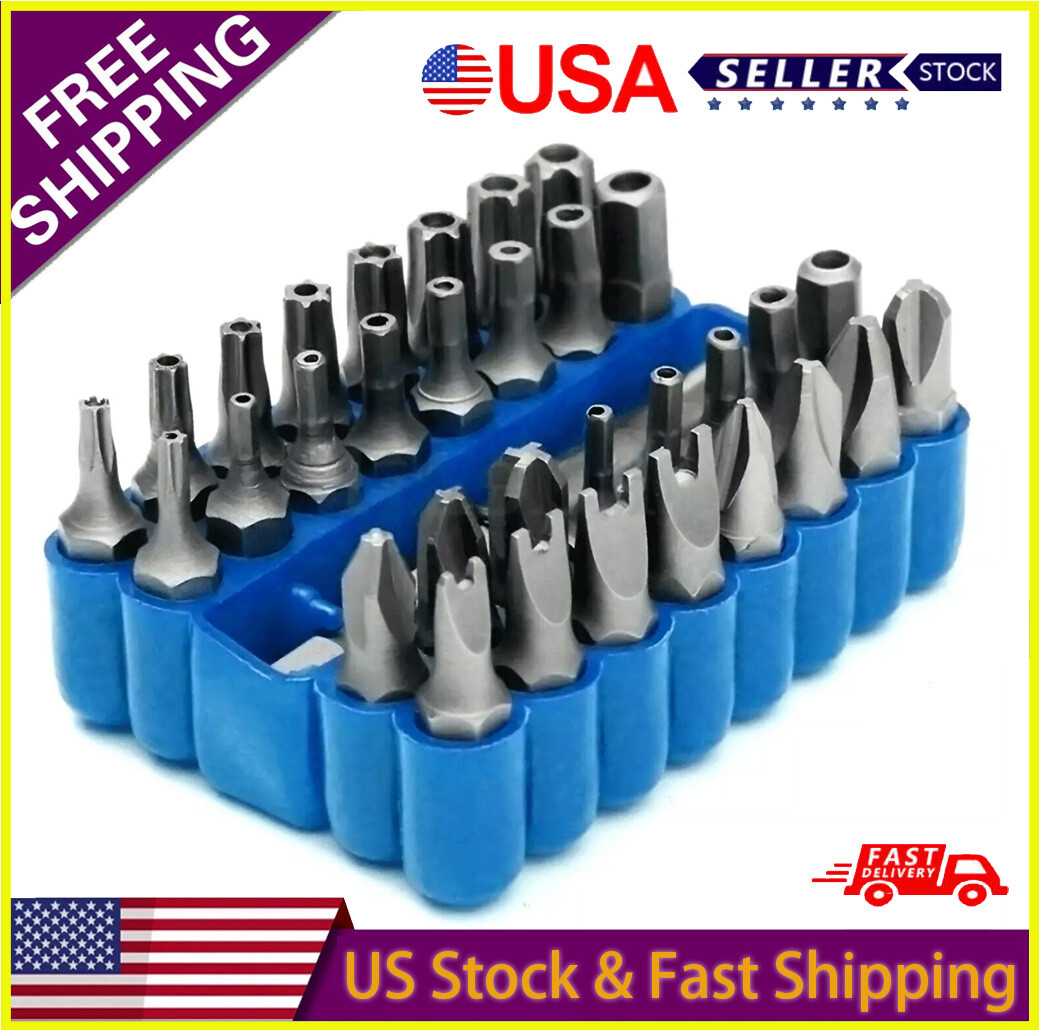 33PCS Hex Head Drill Torx Bit Set Tamper Security 1/4\