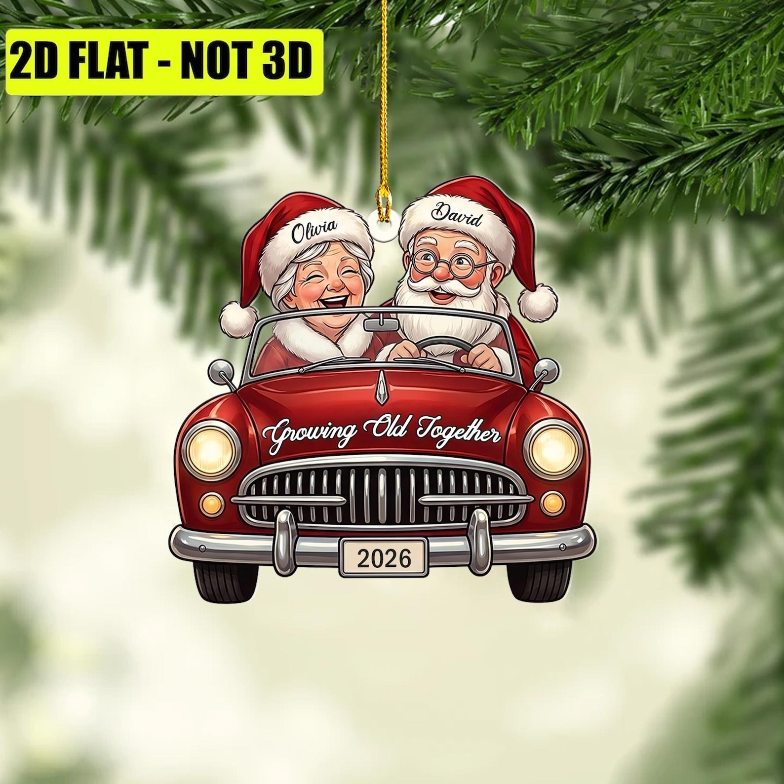 Personalized Growing Old Together Christmas Ornament Custom Elderly Couple Gift