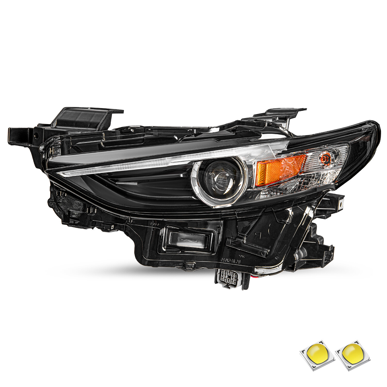 For 2019-2021 Mazda 3 LED Clear Black OE Style W/O AFS Headlight 19-21