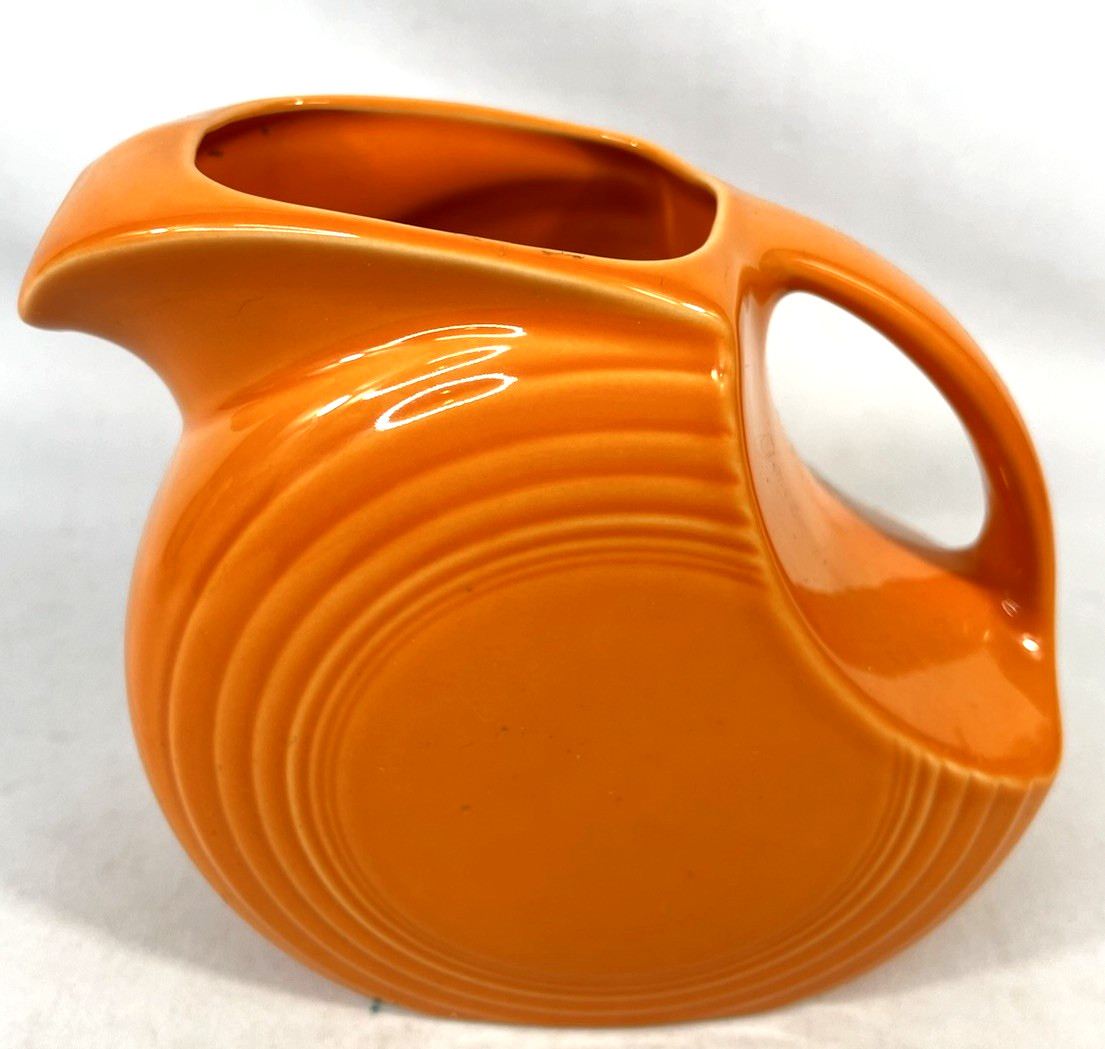 Vintage Homer Laughlin Fiesta Tangerine Orange Large Disc Water Pitcher