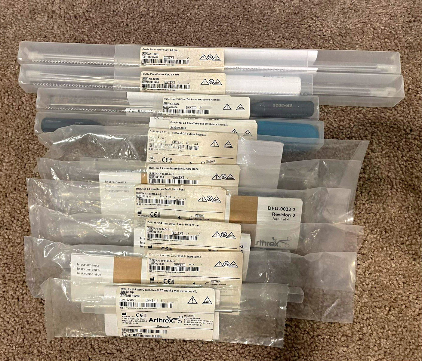 Lot of (10) Sealed Arthrex Instruments Lot of (10) Sealed Arthrex Instruments