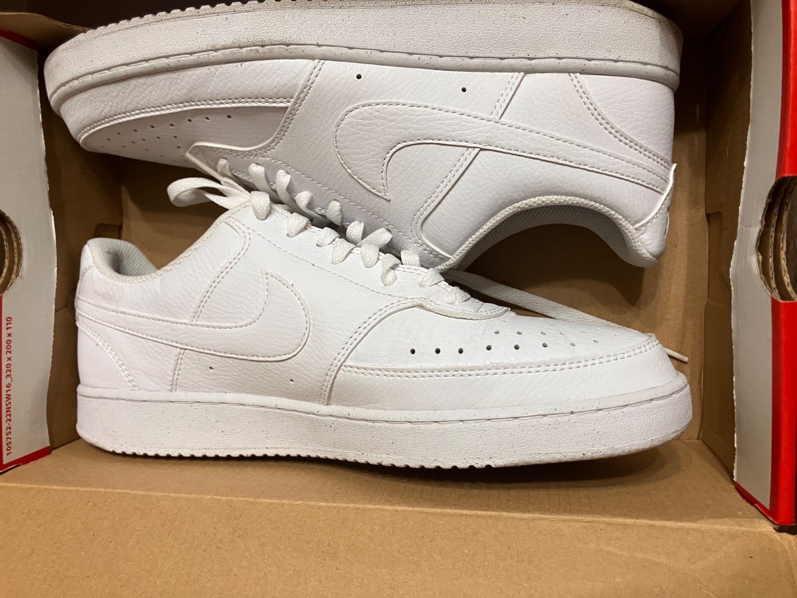 Size 10 - New in box -Nike Court Vision Low Triple White