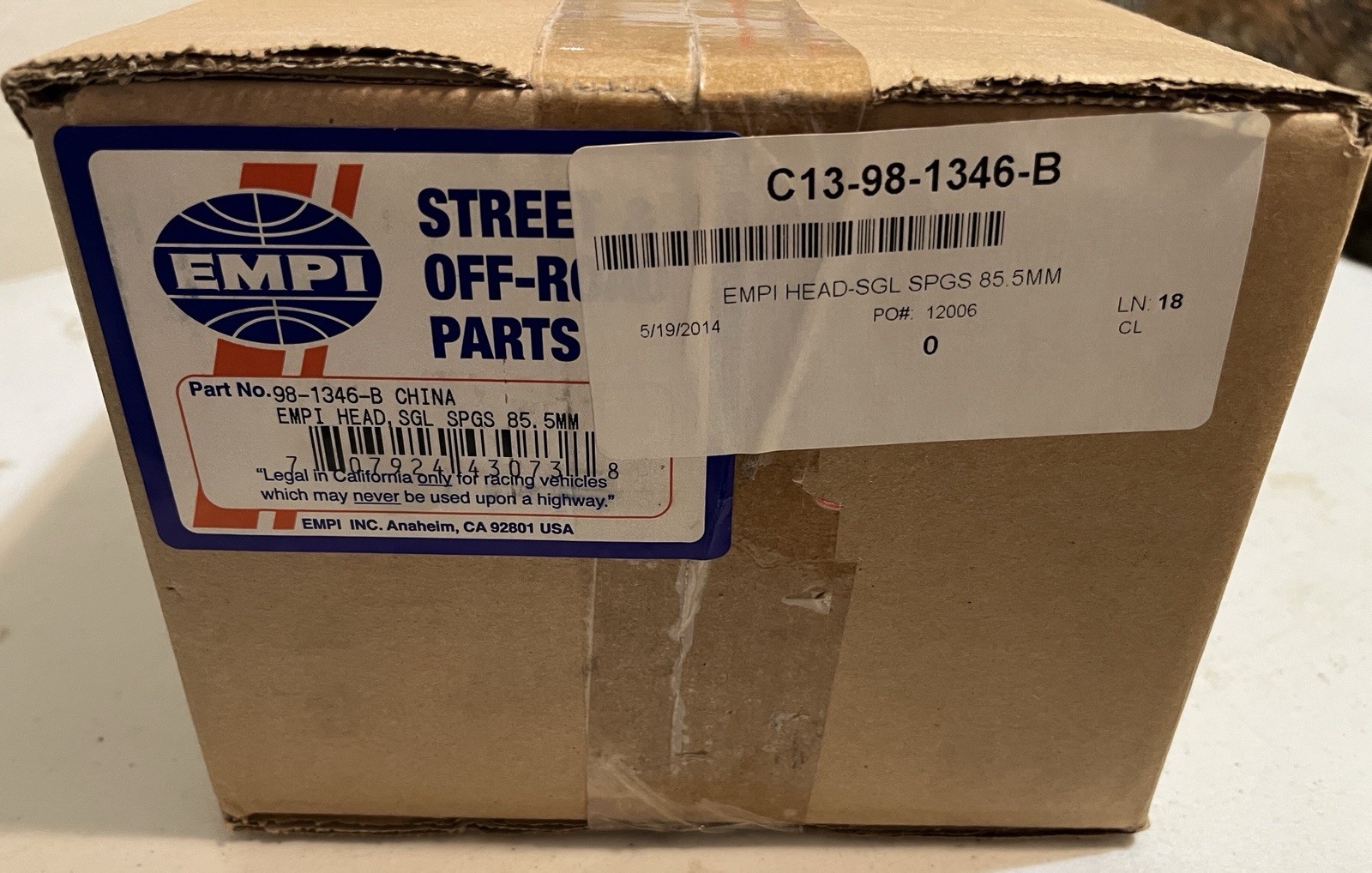 *NEW* Complete EMPI Head 98-1346-b sgl Spgs 85.5mm VW