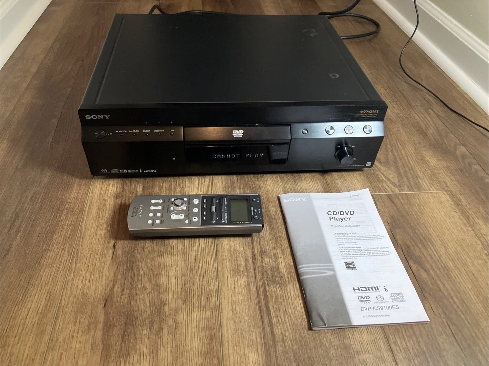 Vtg Sony DVP-NS9100ES DVD Player  With Remote For Parts Or Repair